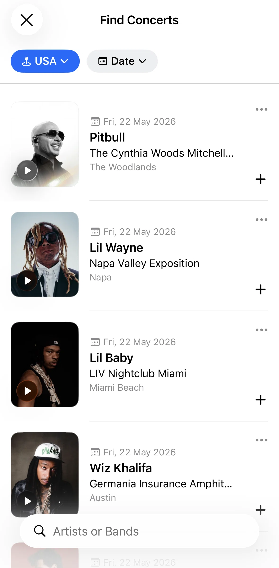 Shazam Screen screen in the Concert detail flow