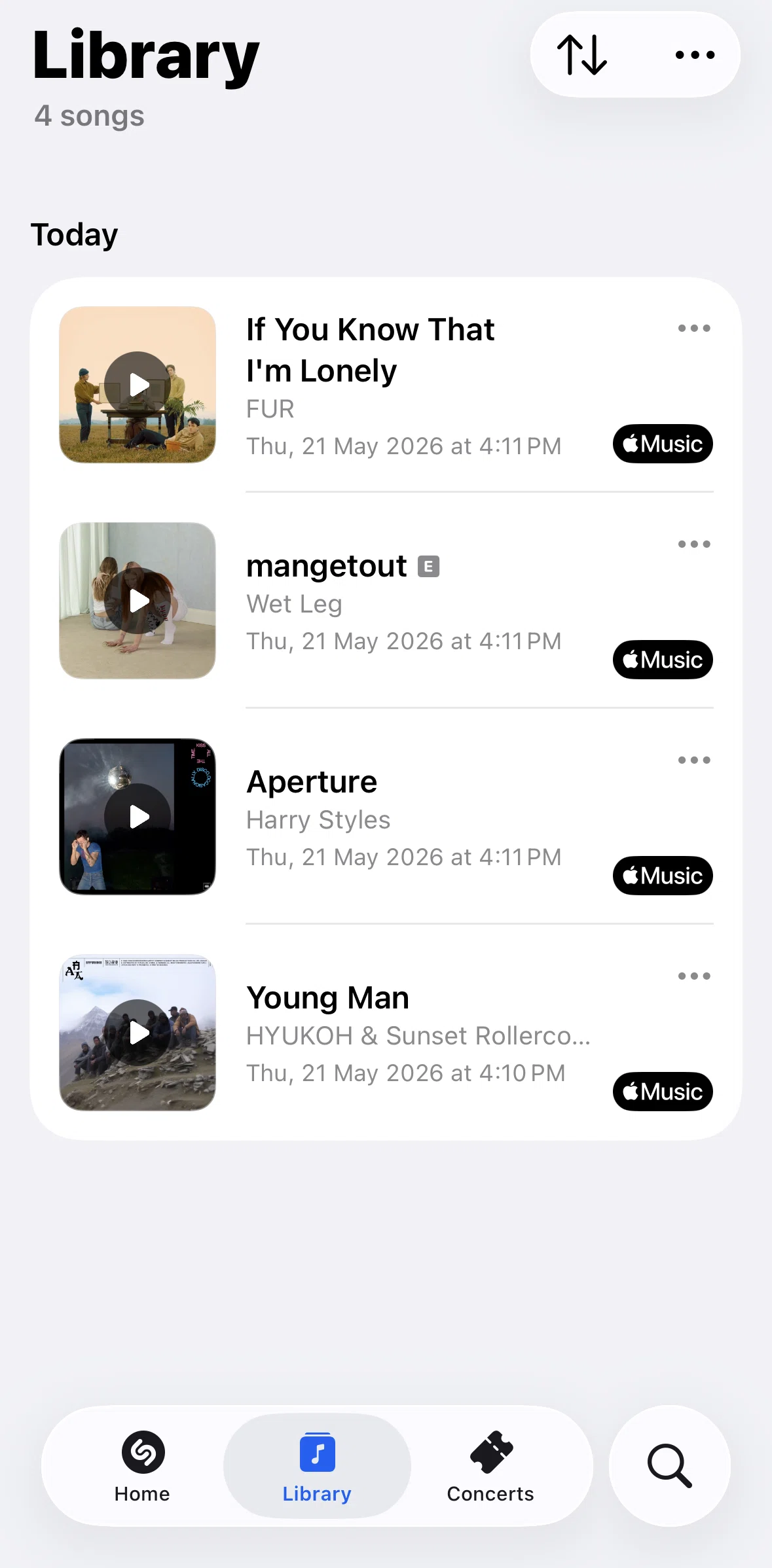 Shazam Screen screen in the Searching a library flow