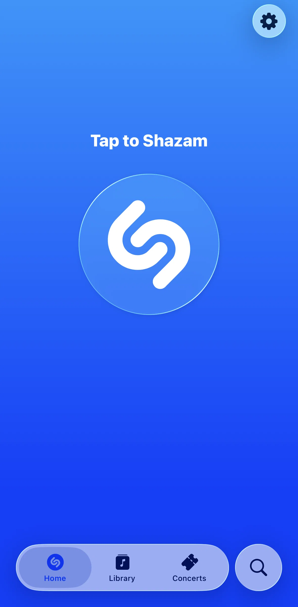 Shazam Screen screen in the Searching for a song flow