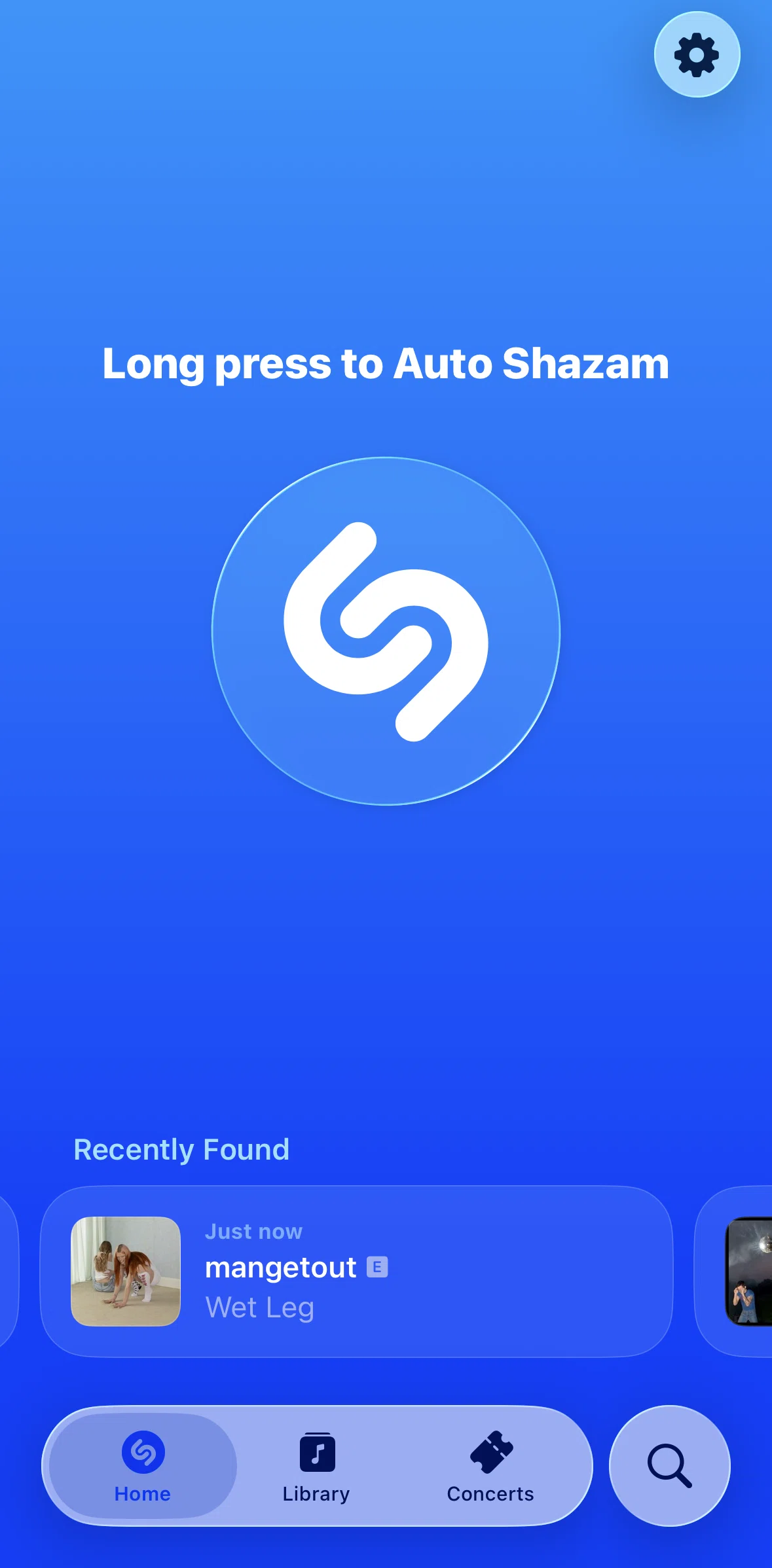 Shazam Screen screen in the Turning on auto Shazam flow