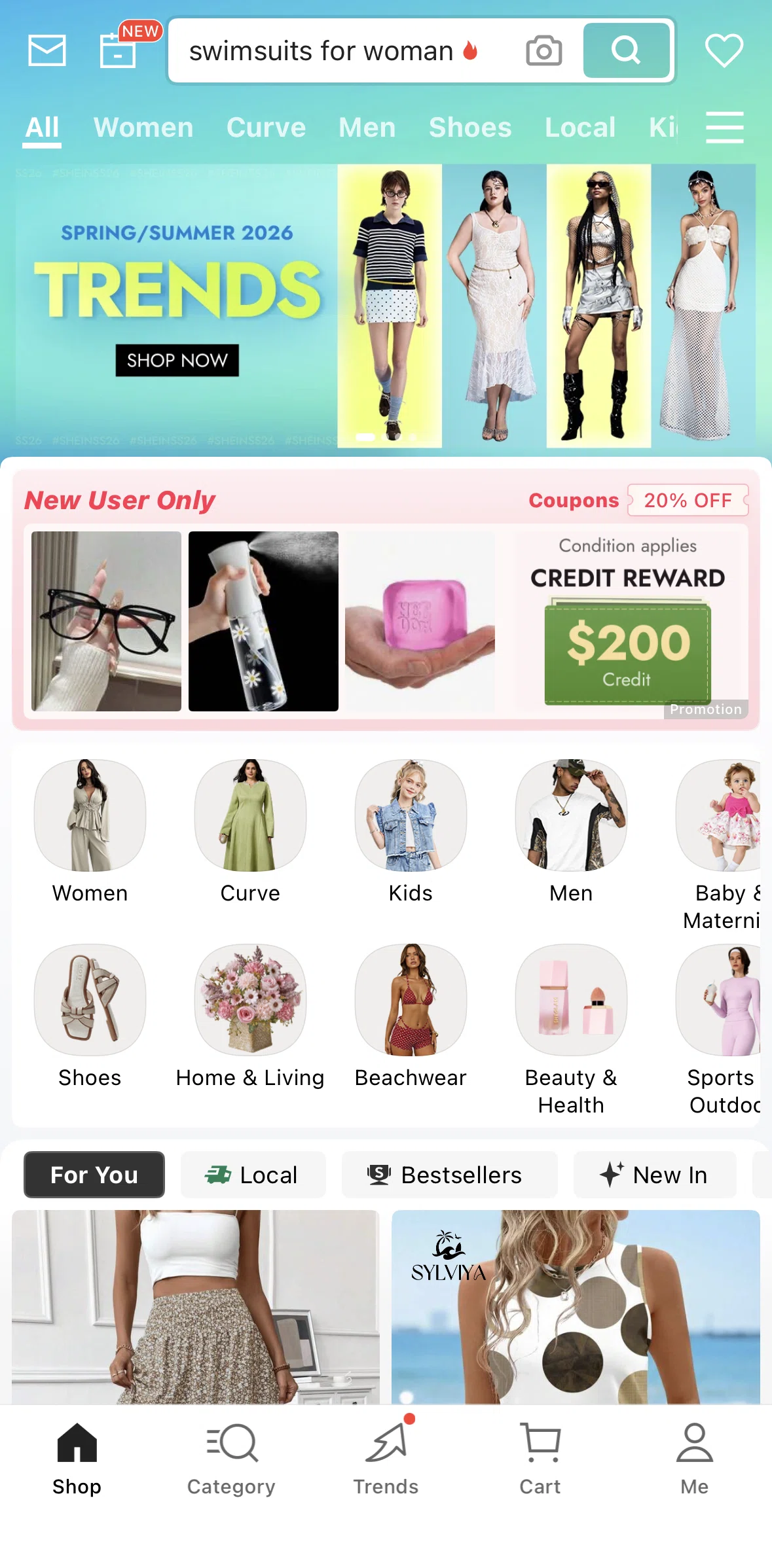 SHEIN Screen screen in the All flow