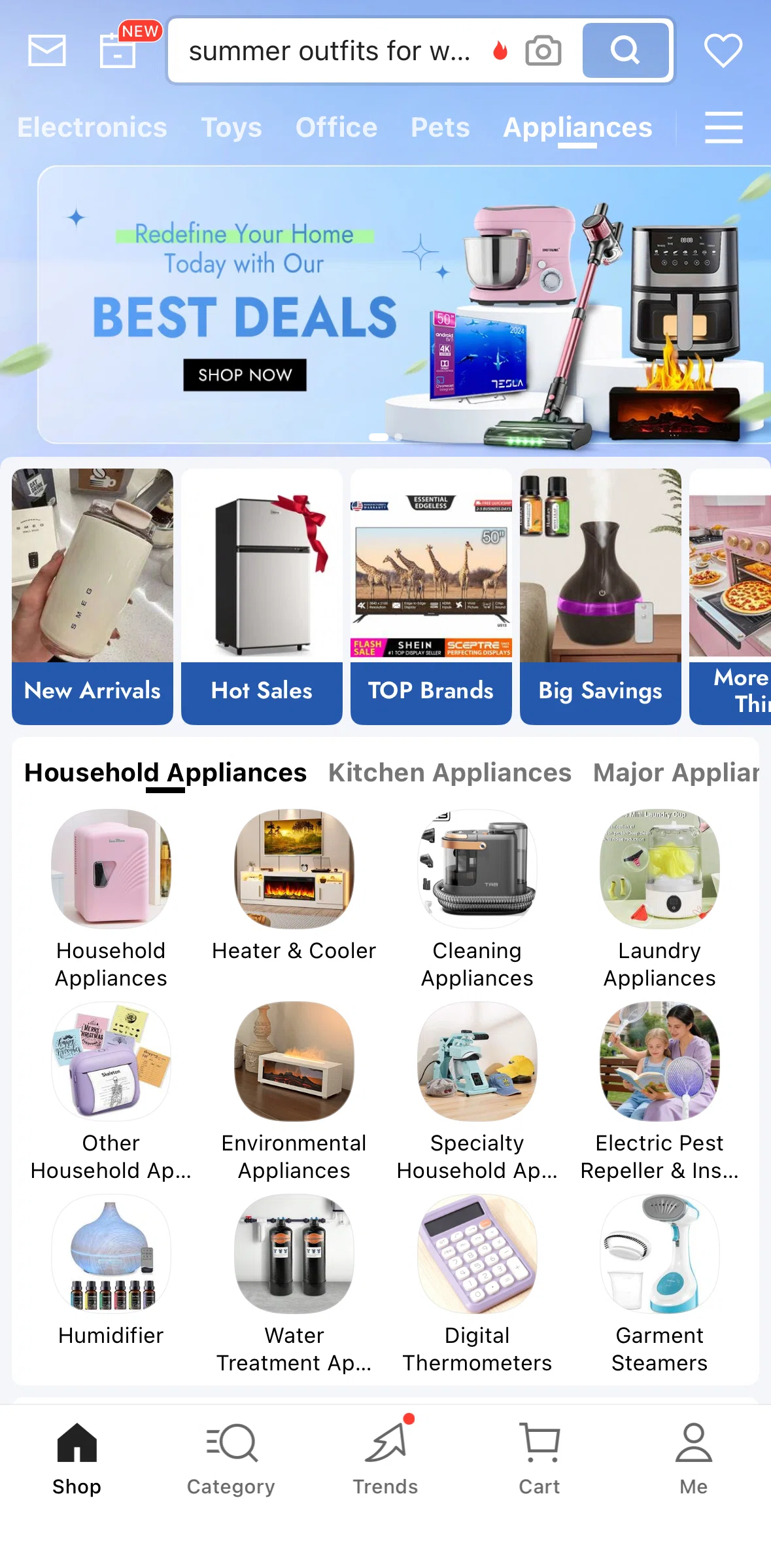 SHEIN Screen screen in the Appliances flow