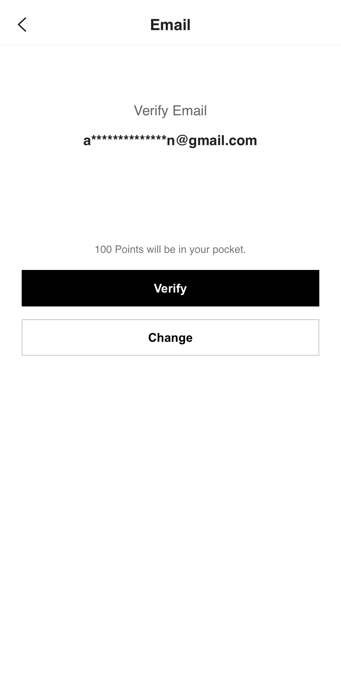 SHEIN Screen screen in the Changing email flow