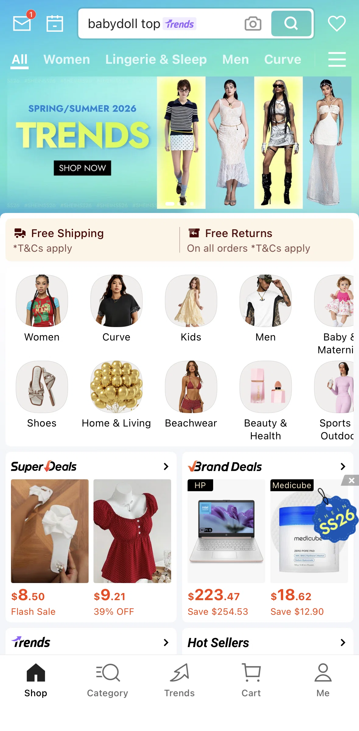 SHEIN Screen screen in the Checking in to earn points flow