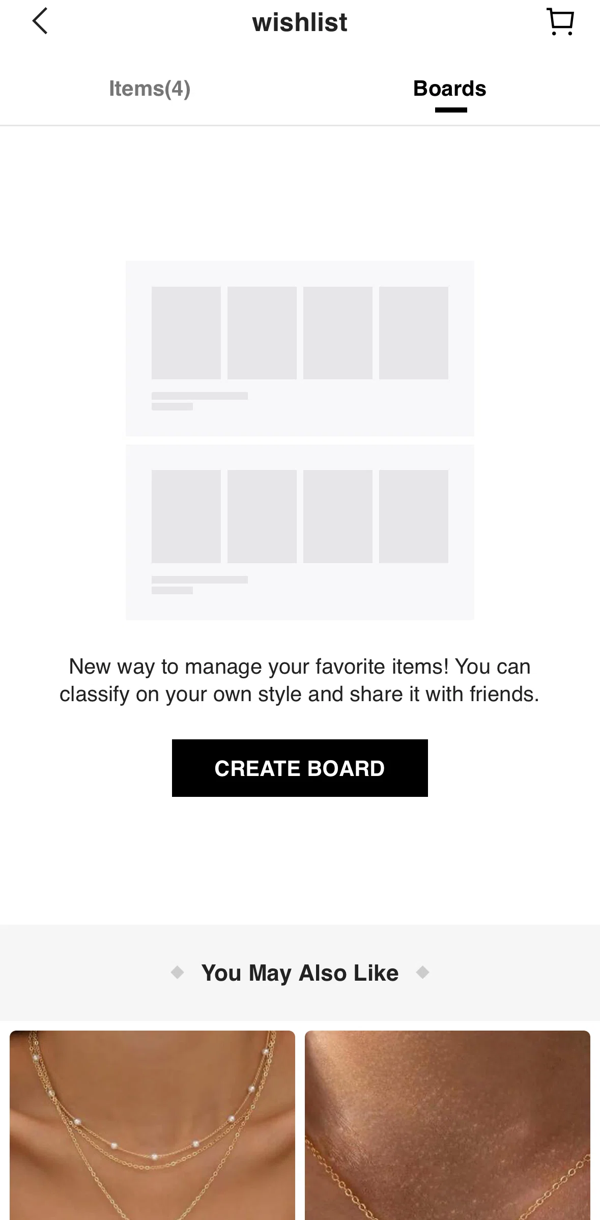 SHEIN Screen screen in the Creating a board flow