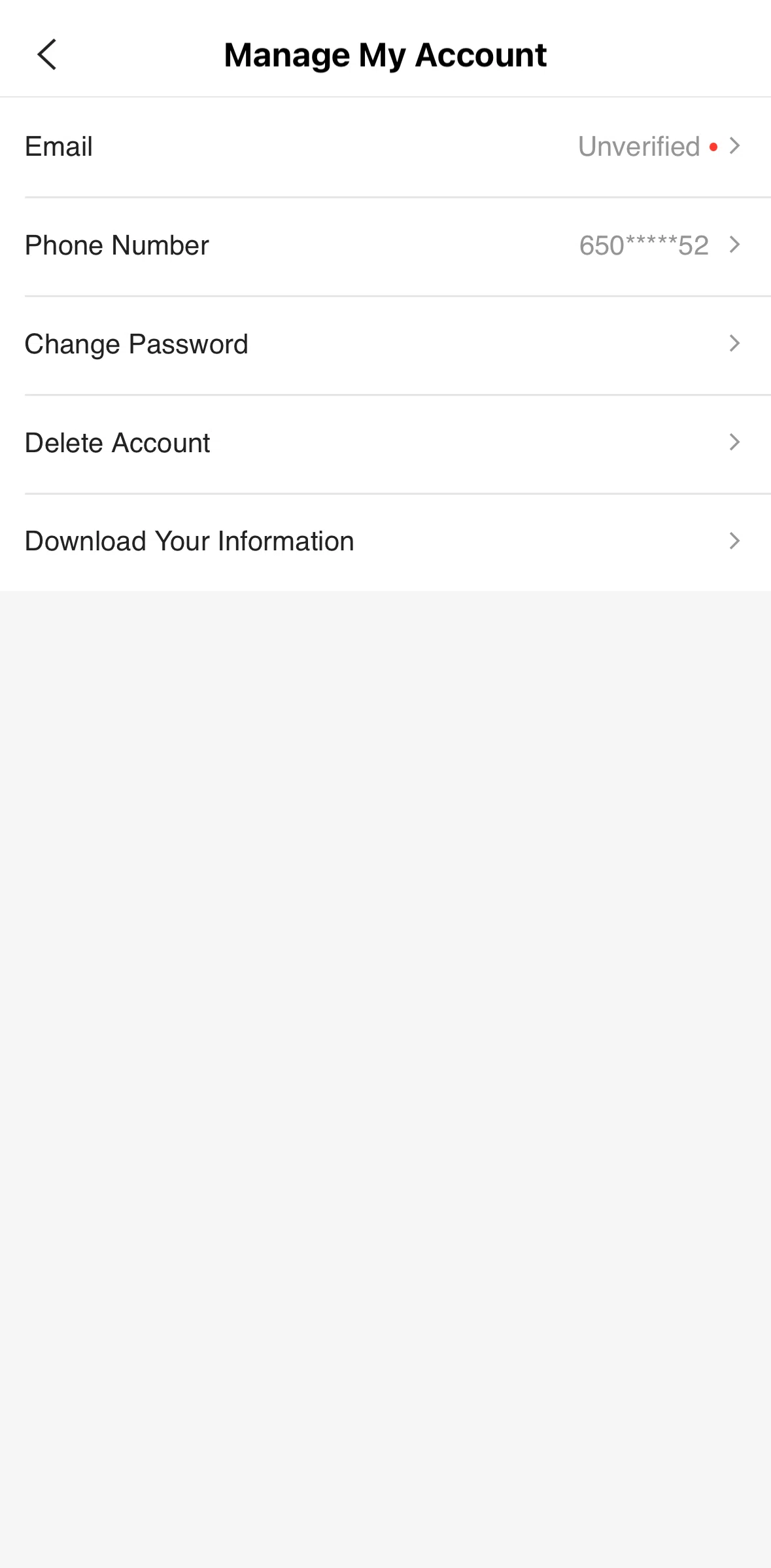 SHEIN Screen screen in the Deleting an account flow