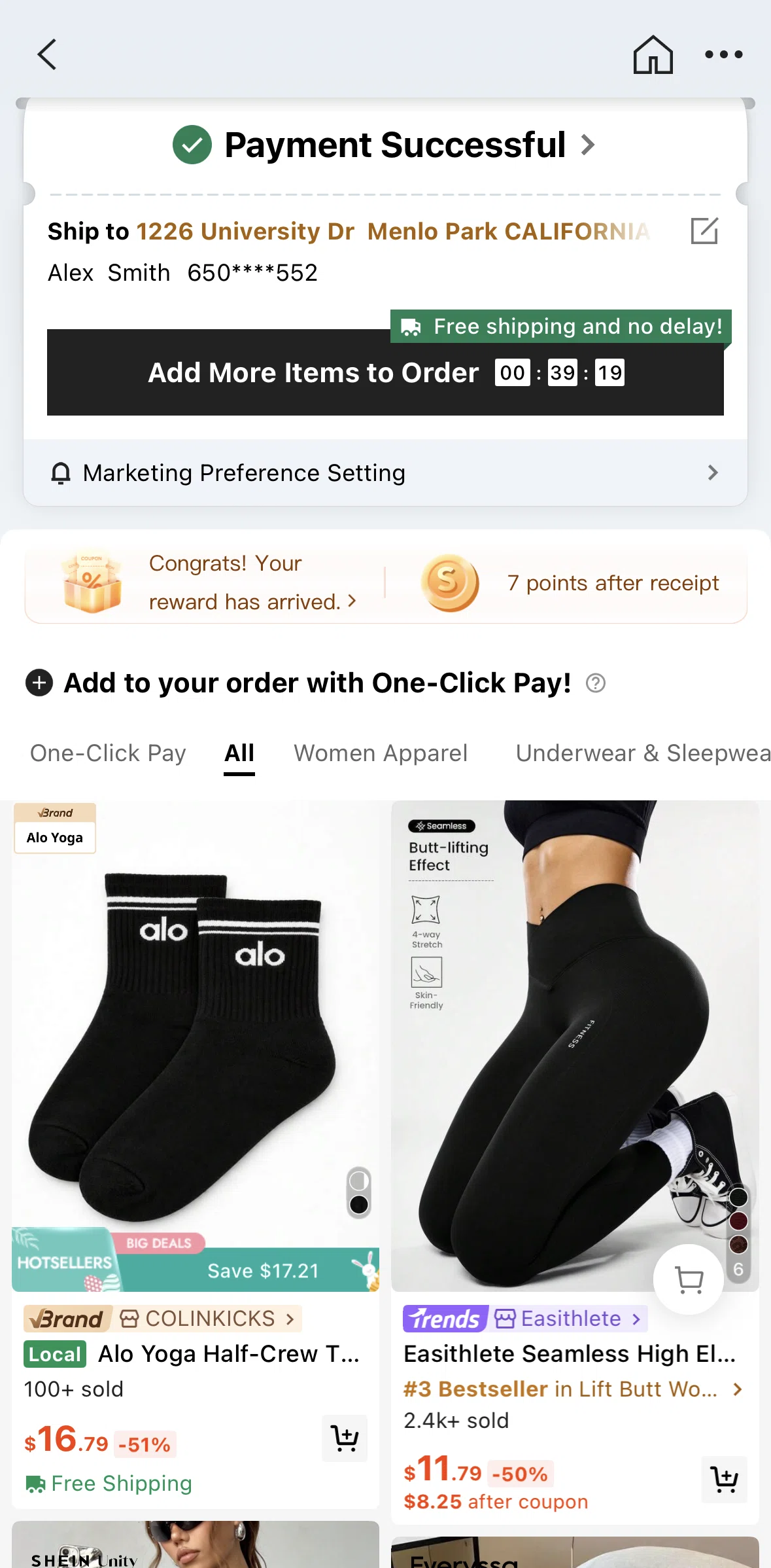 SHEIN Screen screen in the Order detail flow