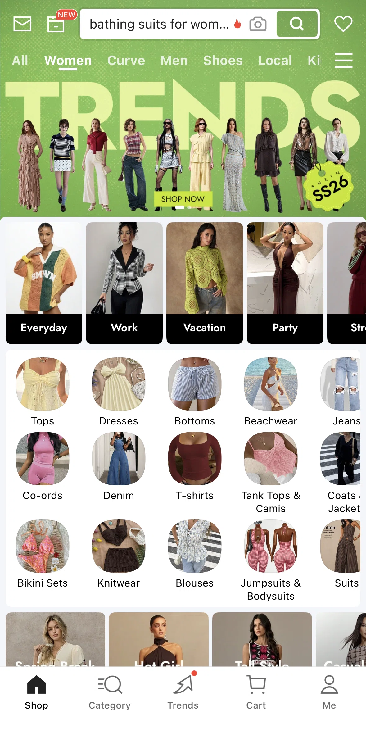 SHEIN Screen screen in the Women flow