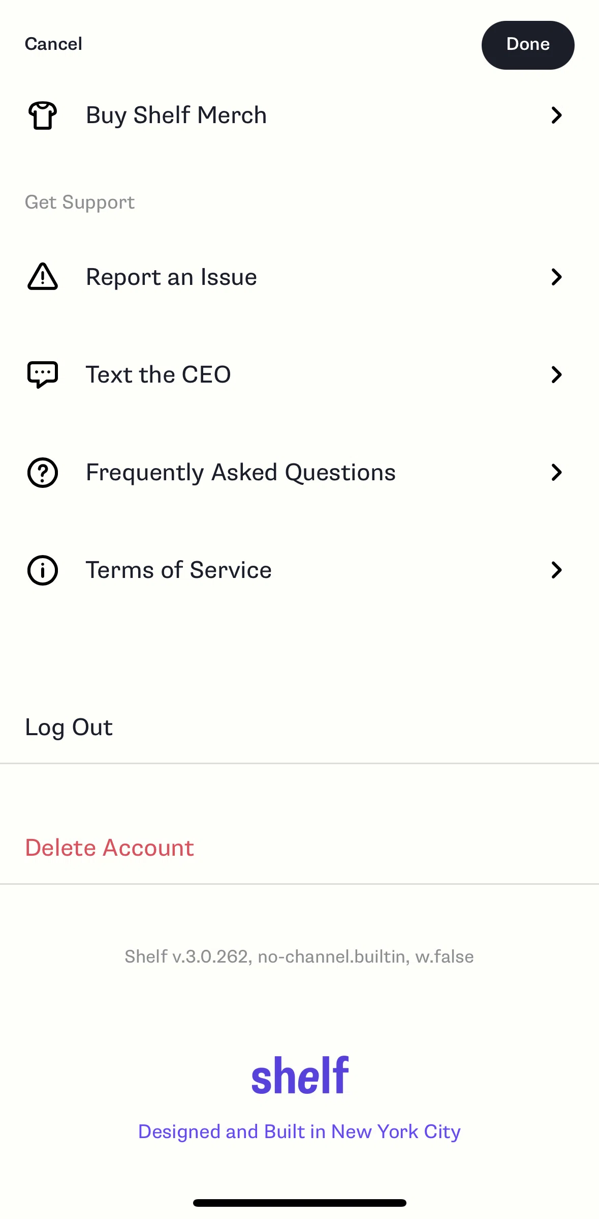 Shelf Screen screen in the Logging out flow