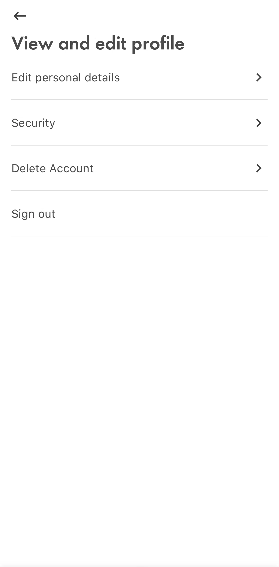 Shell Screen screen in the Edit profile flow