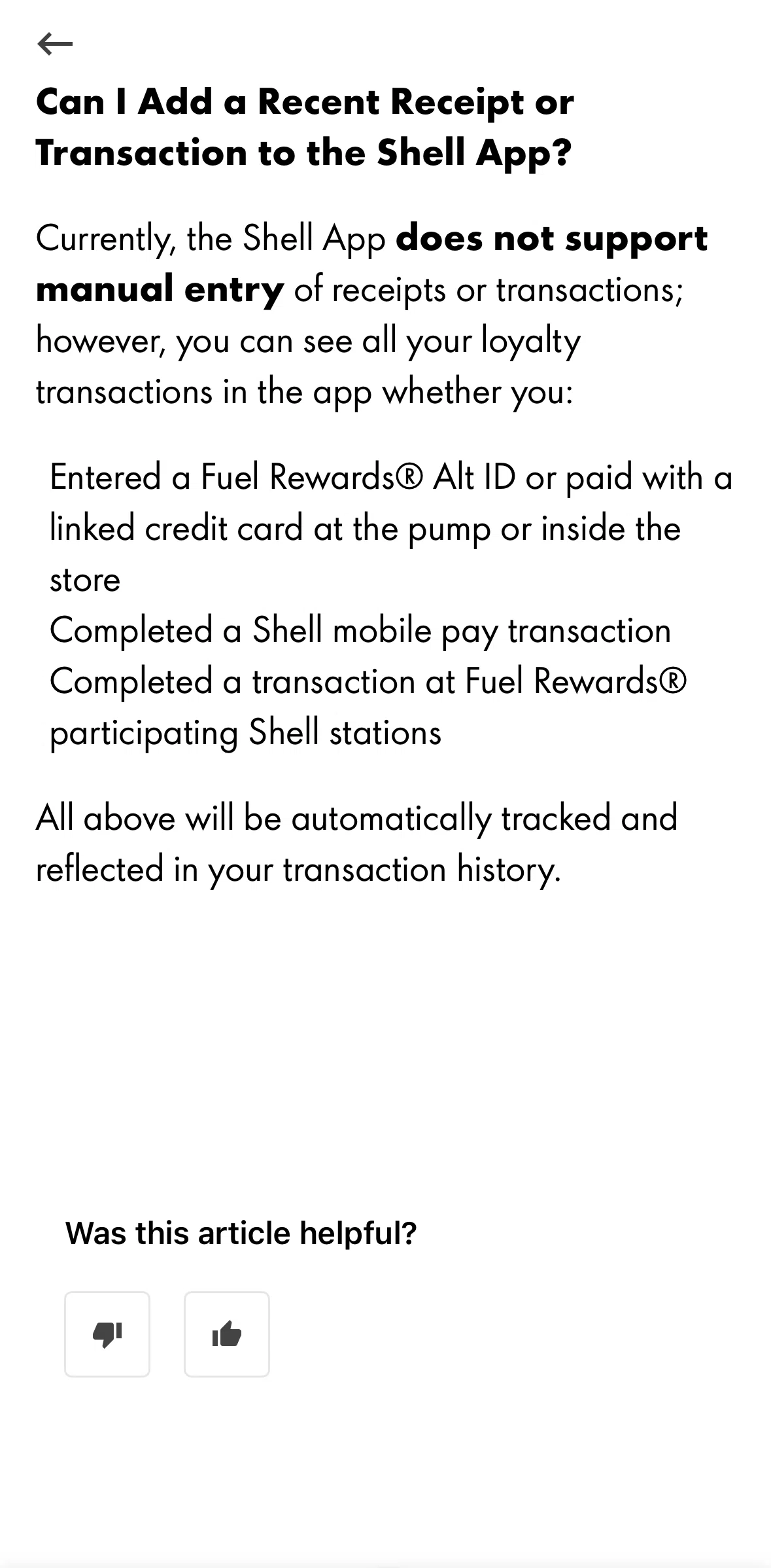 Shell Screen screen in the Giving feedback flow