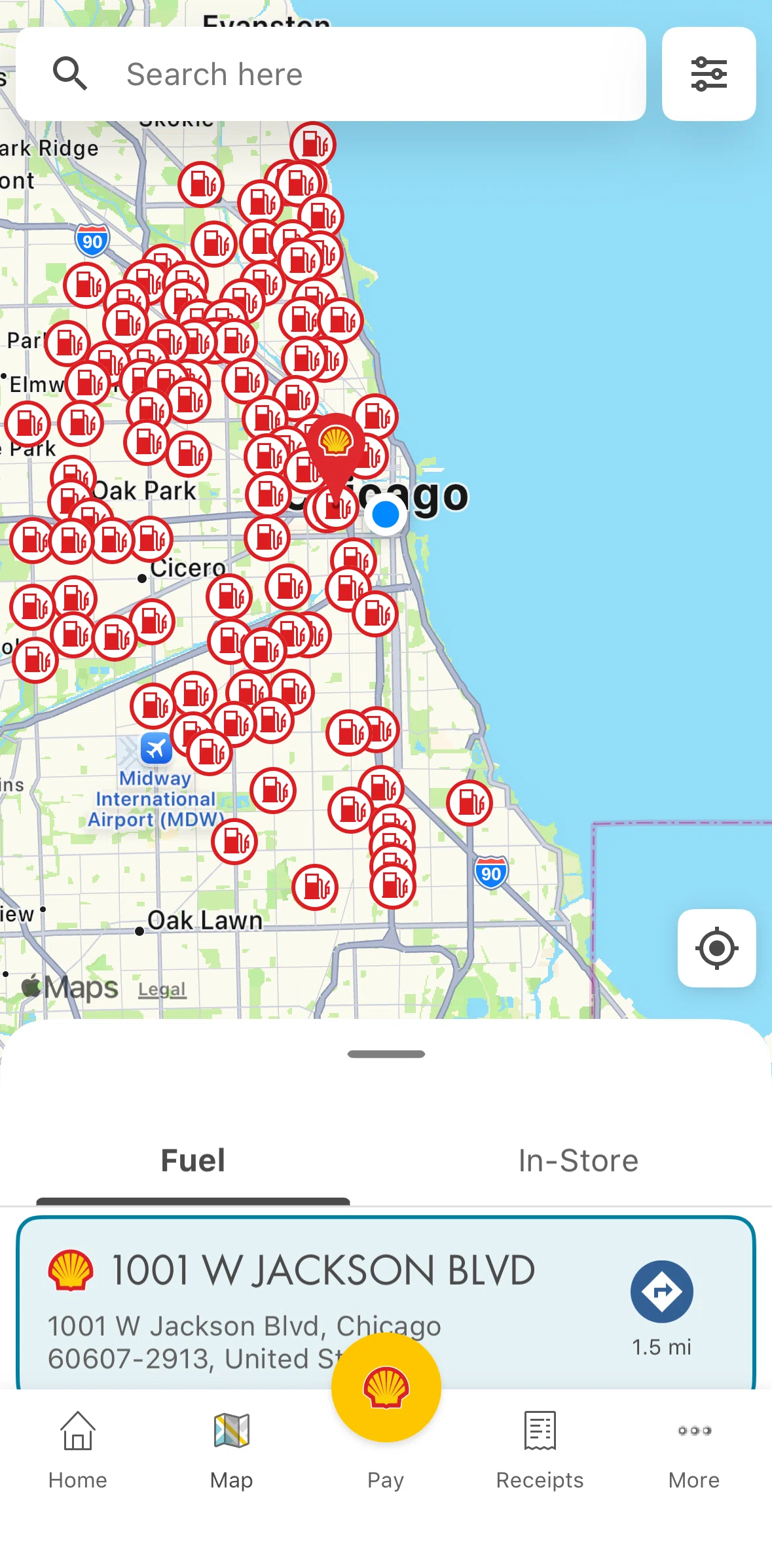 Shell Screen screen in the Searching stations flow