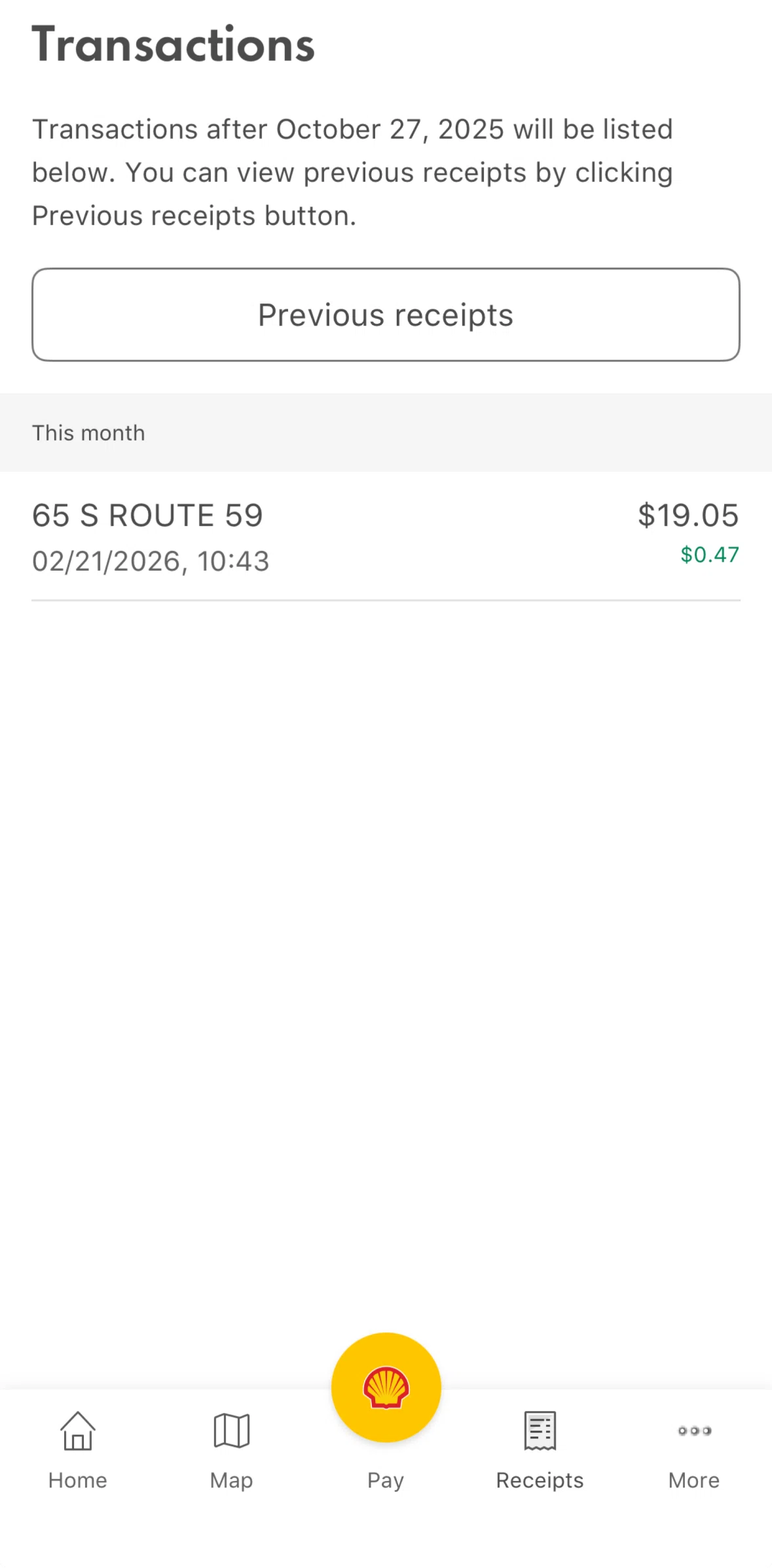 Shell Screen screen in the Transaction summary flow