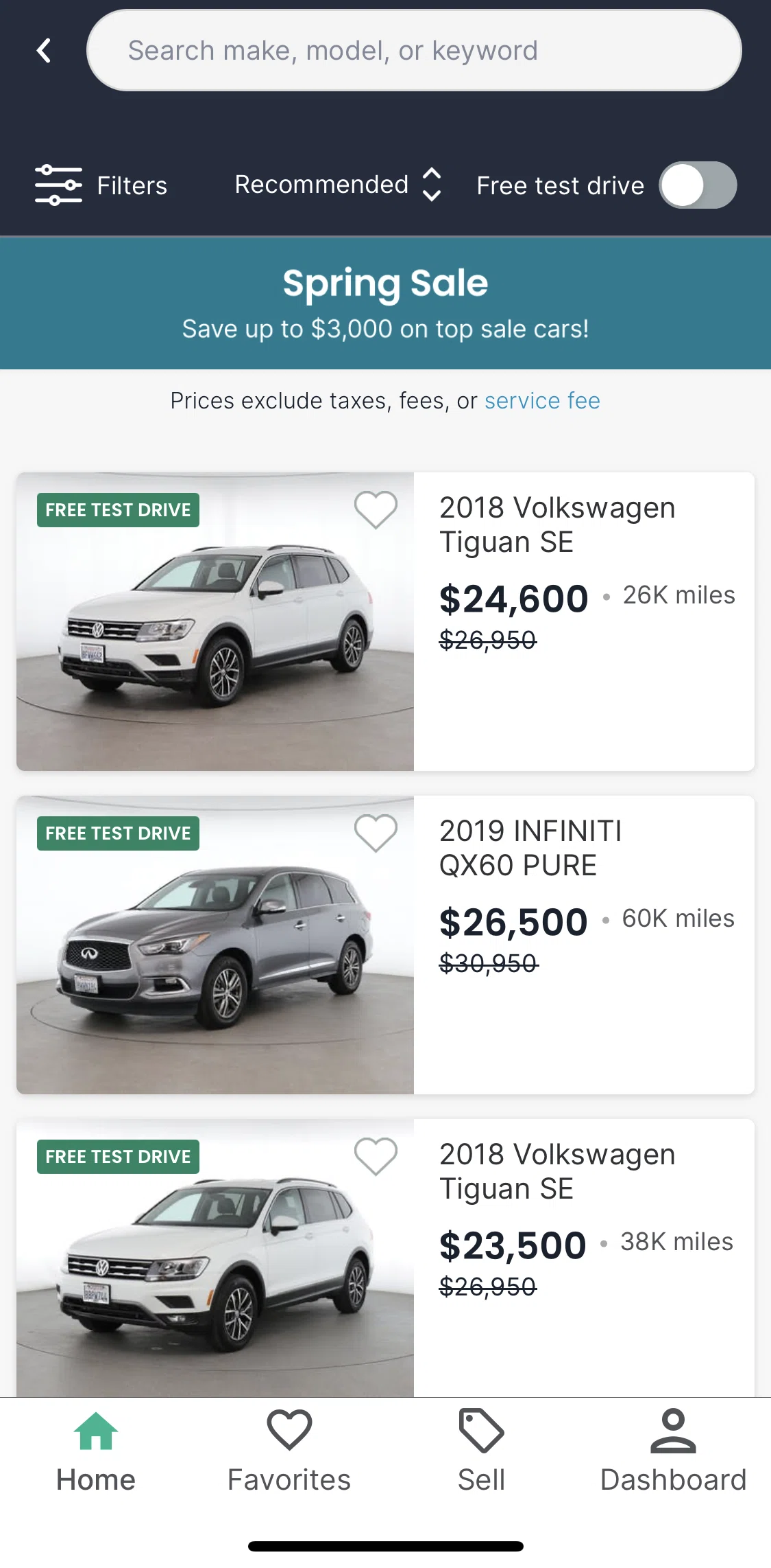 Shift Screen screen in the Filtering cars flow