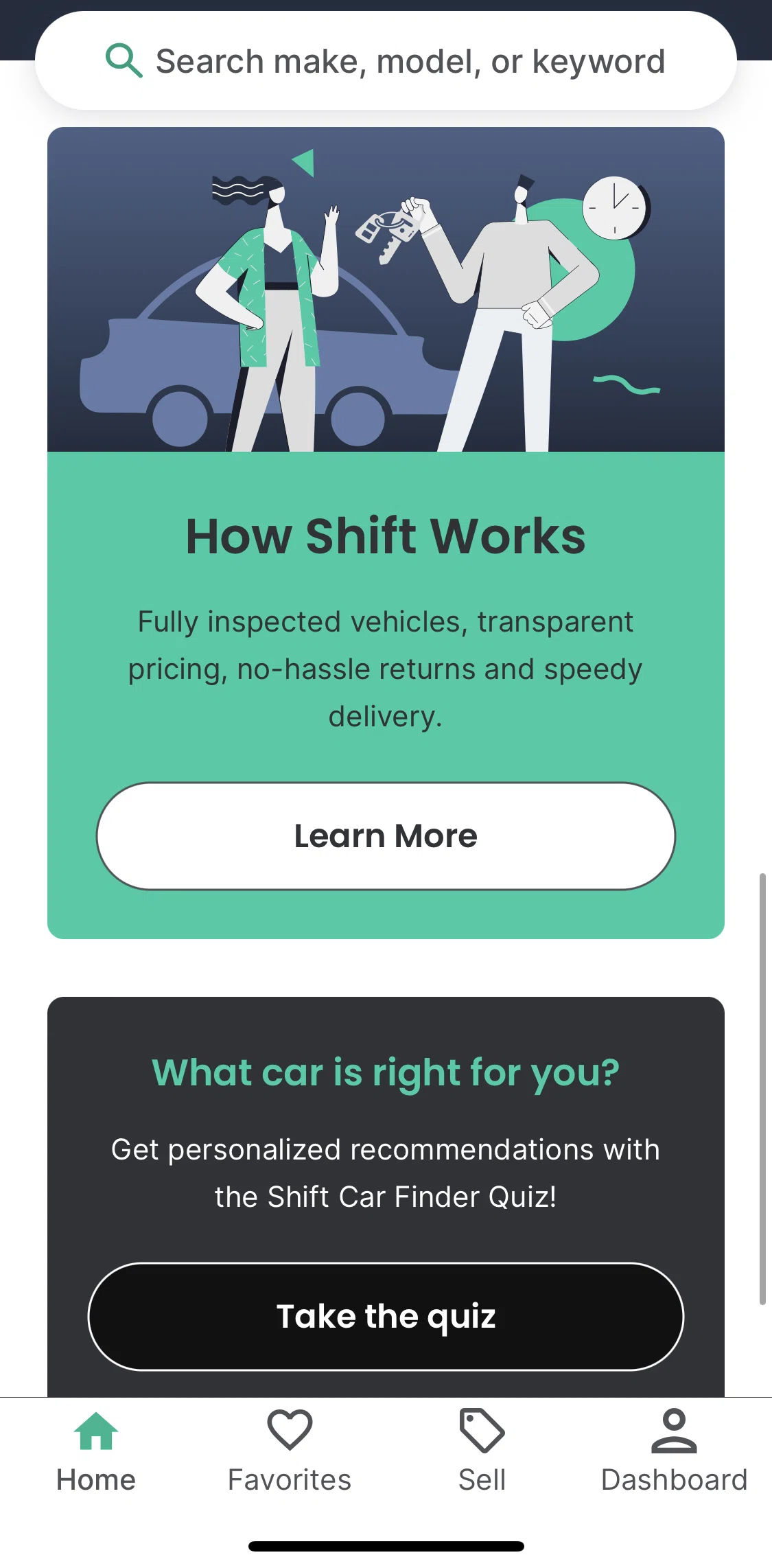 Shift Screen screen in the How Shift works flow