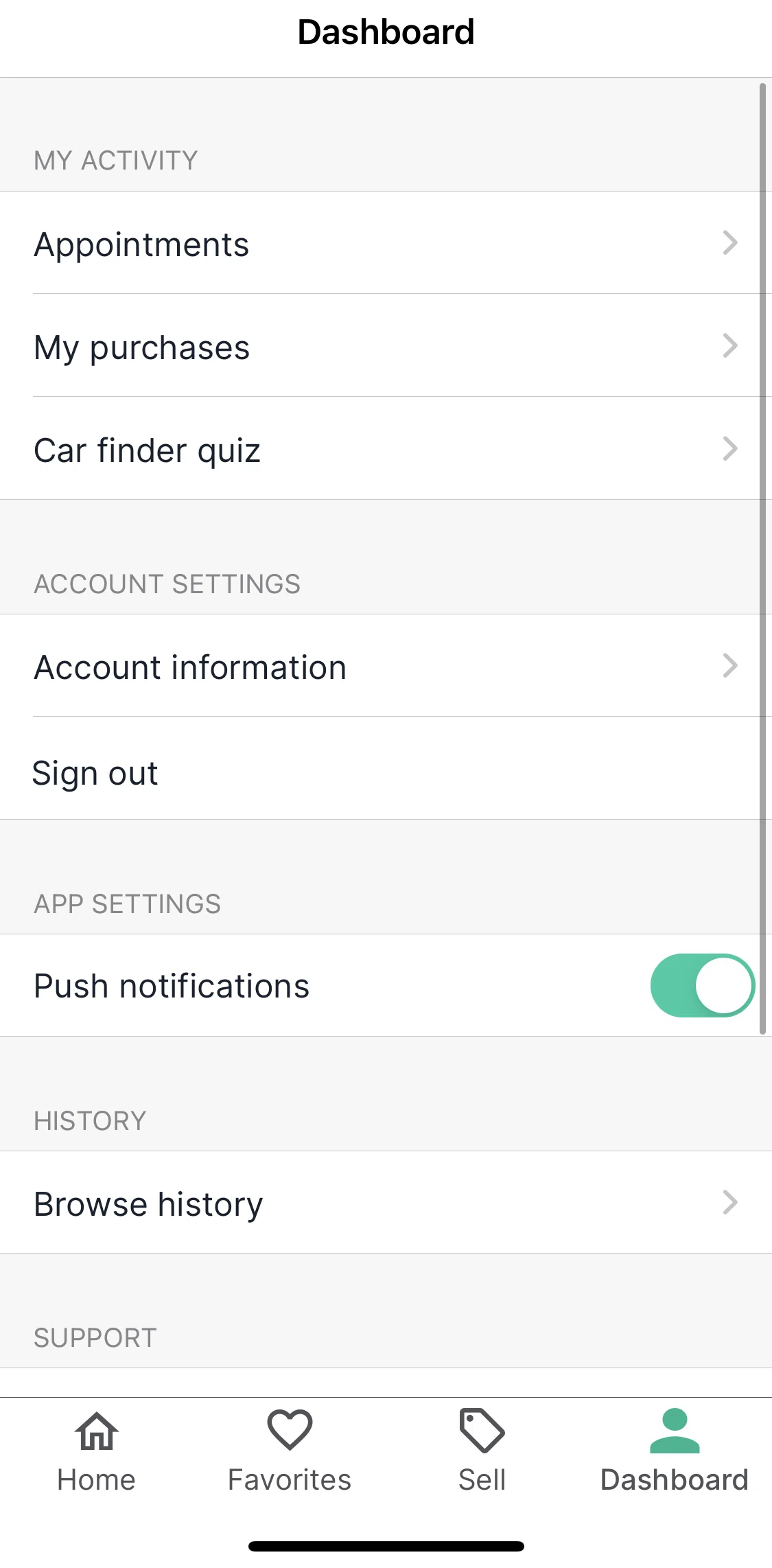 Shift Screen screen in the My purchases flow