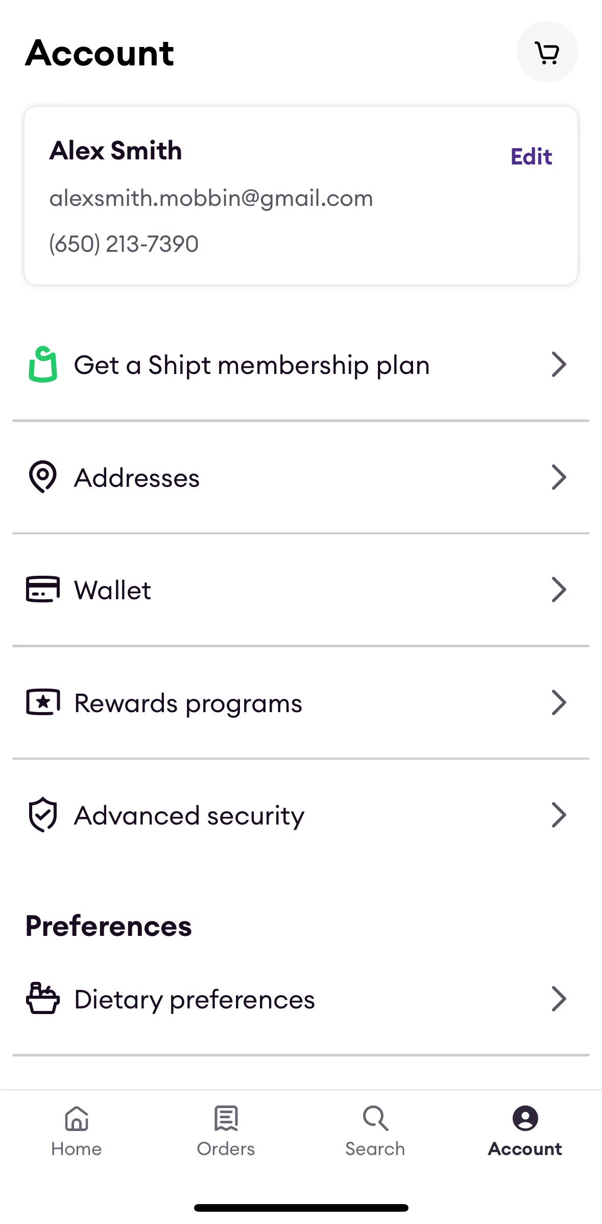 Shipt Screen screen in the Adding a new address flow