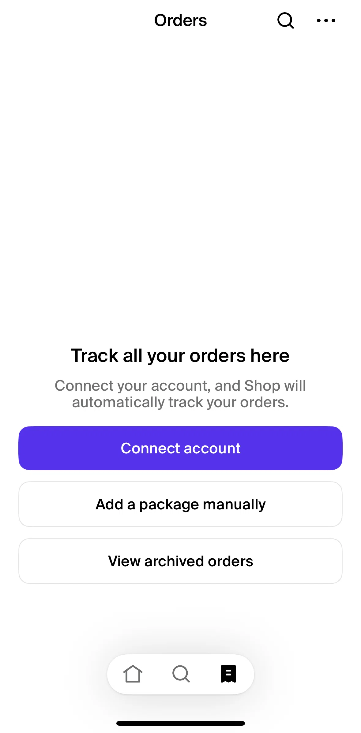 Shop Screen 1 screen in the Add an order manually flow