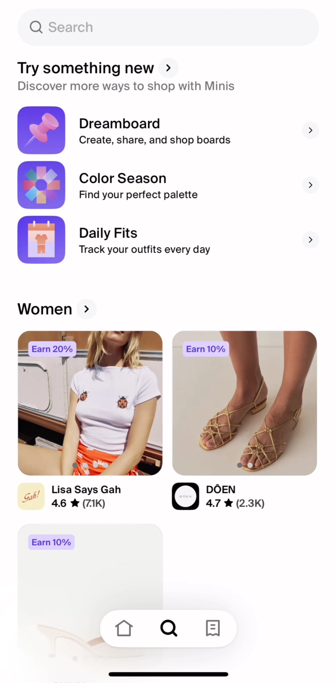 Shop Screen 1 screen in the Explore minis flow