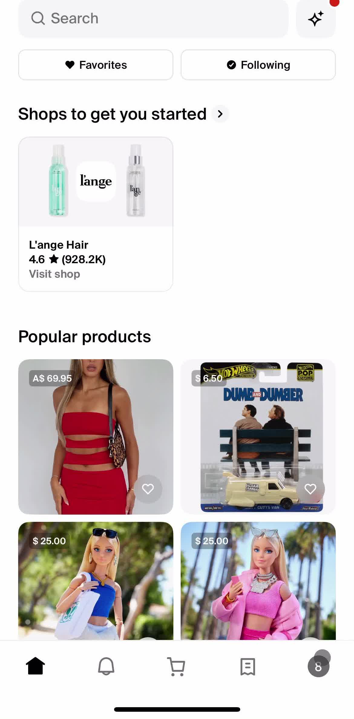 Shop Home screen in the Logging Out flow