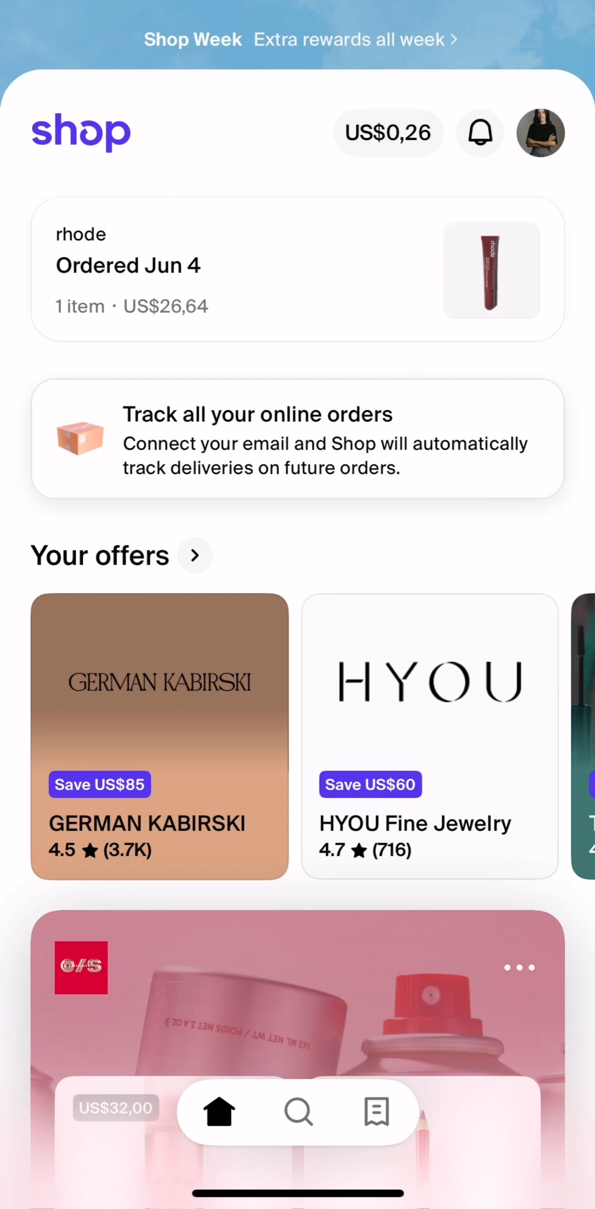 Shop Screen 1 screen in the Notifications flow