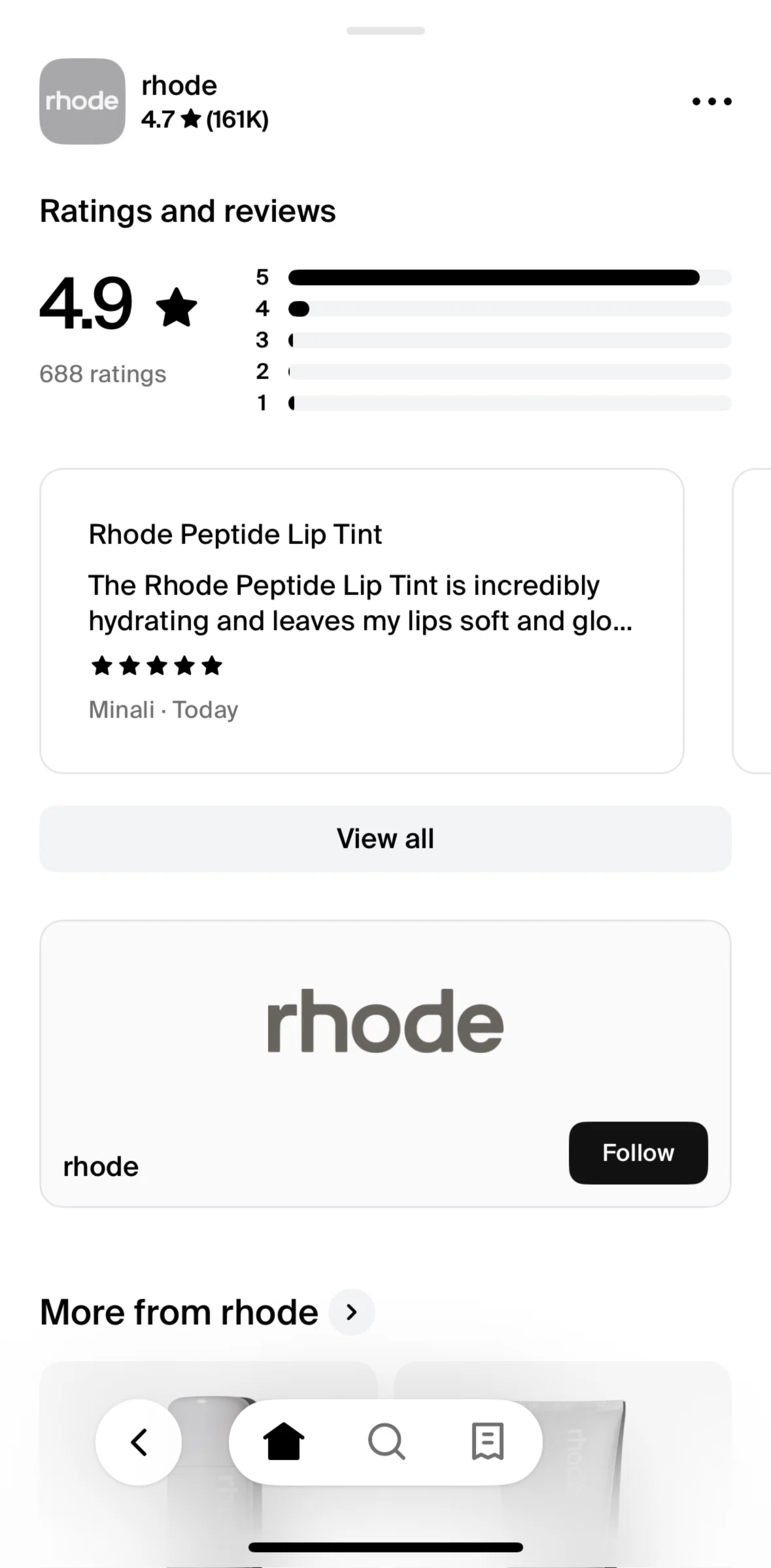 Shop Screen 1 screen in the Reviews (item) flow