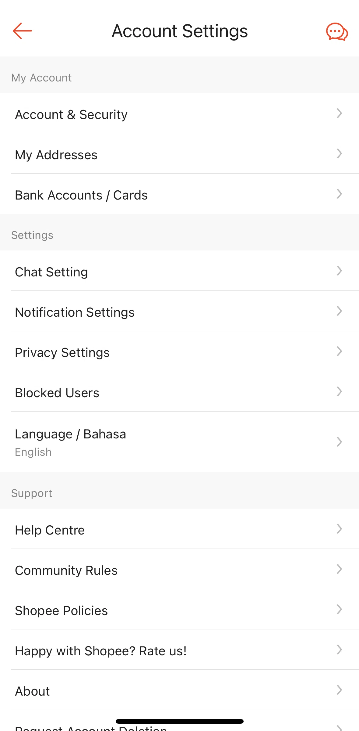 Shopee Screen screen in the Account & security flow