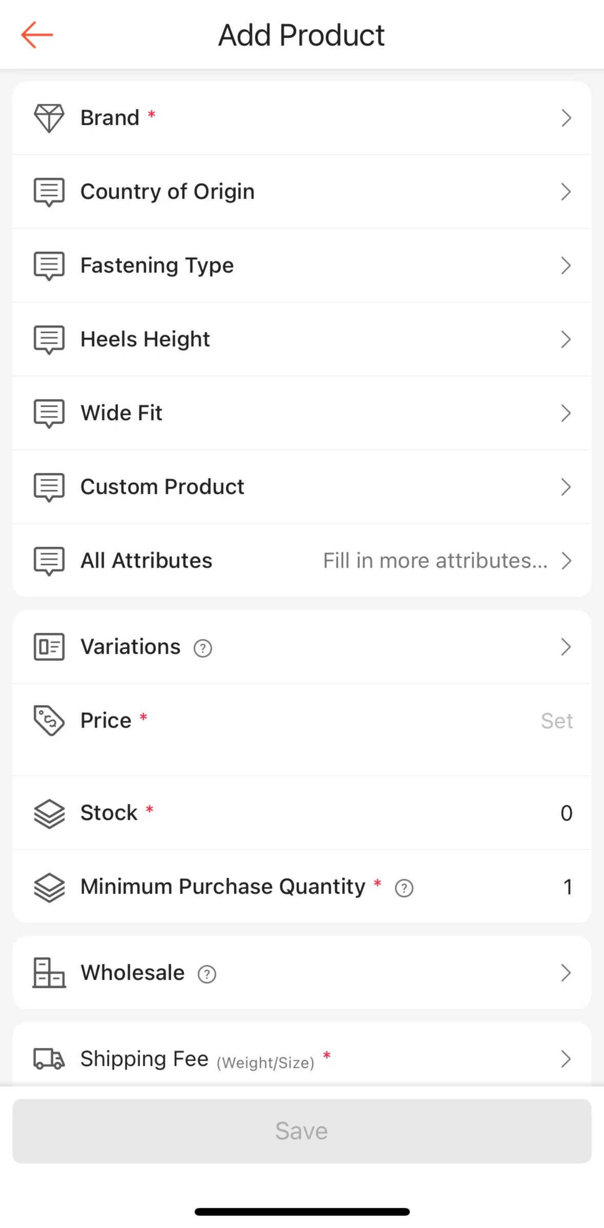 Shopee Screen screen in the Adding a brand flow