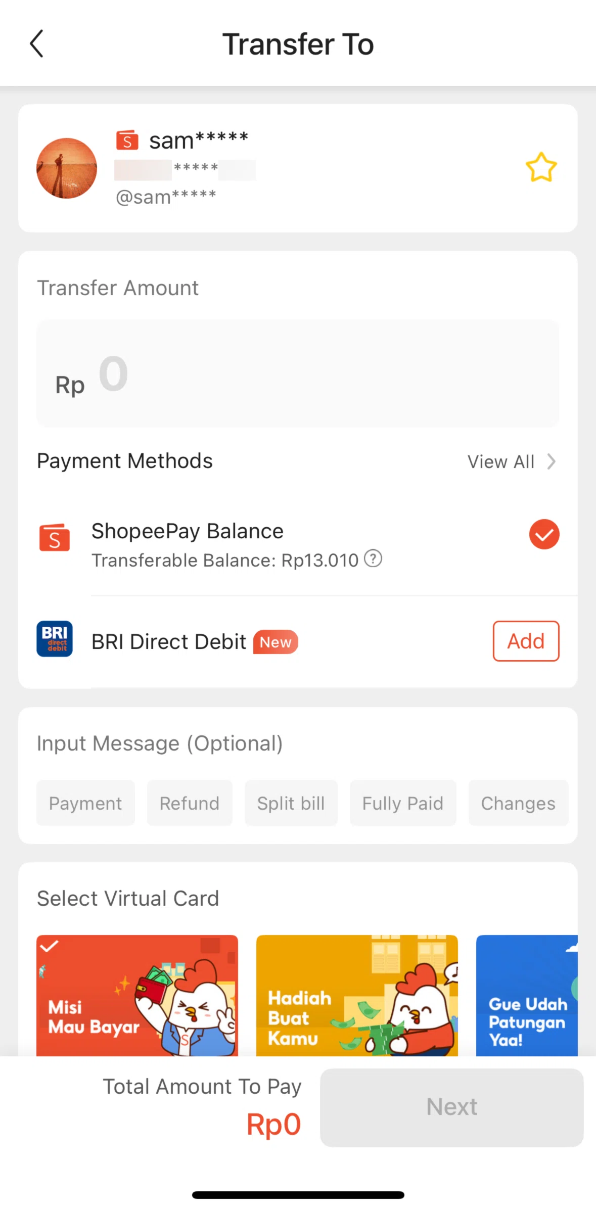 Shopee Screen screen in the Adding a contact to favorite flow