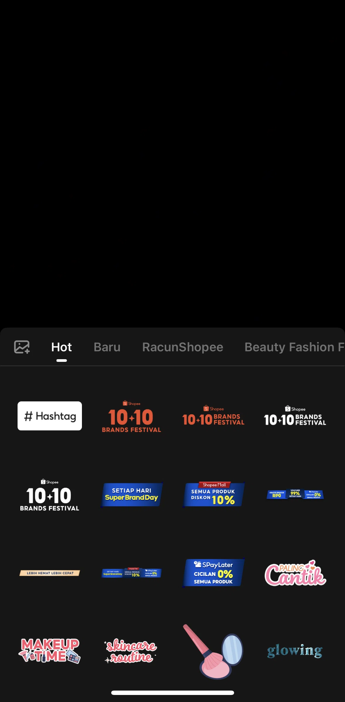 Shopee Screen screen in the Adding a custom sticker flow