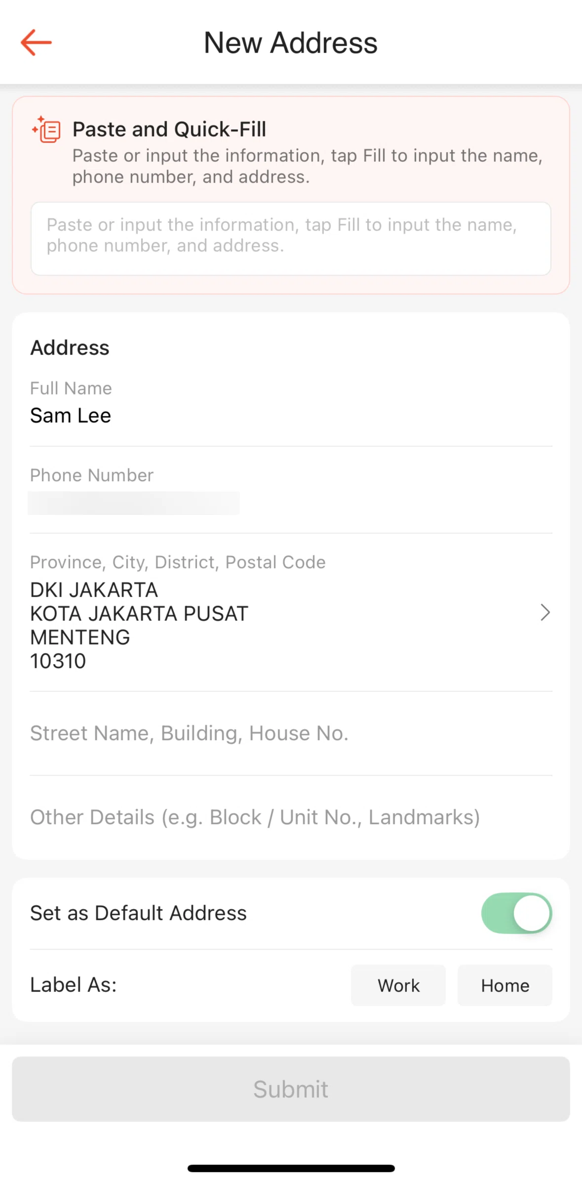 Shopee Screen screen in the Adding a location flow
