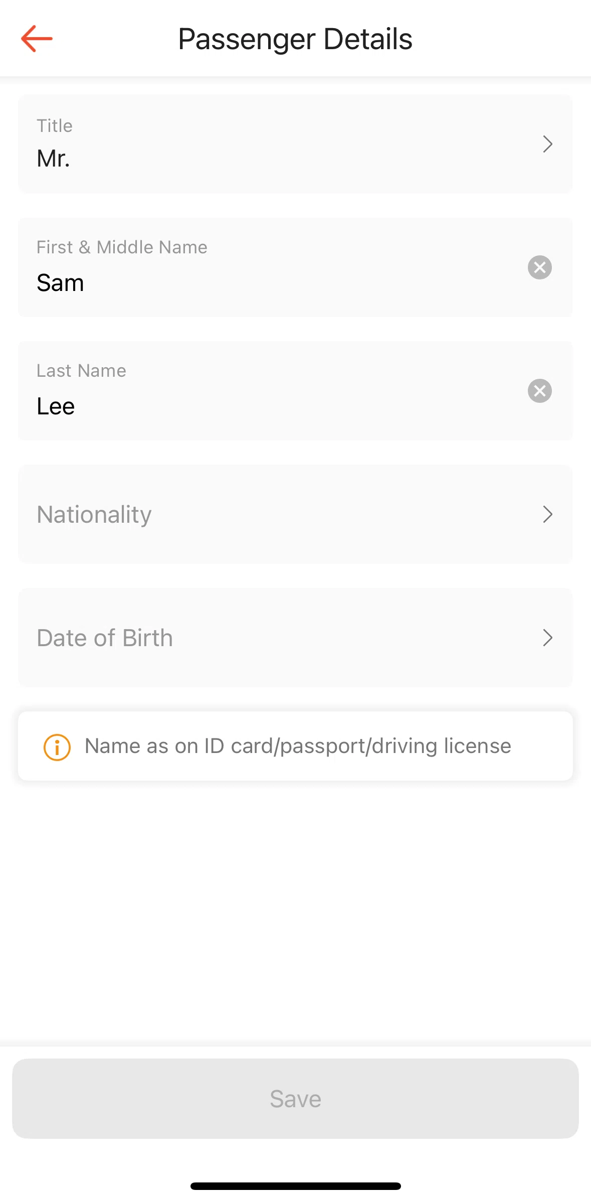 Shopee Screen screen in the Adding a nationality flow
