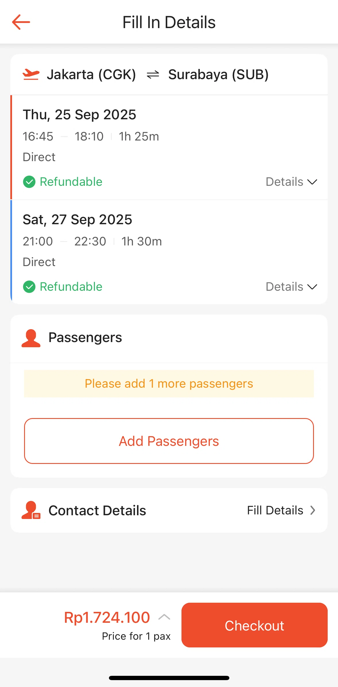 Shopee Screen screen in the Adding a passenger details (flight) flow