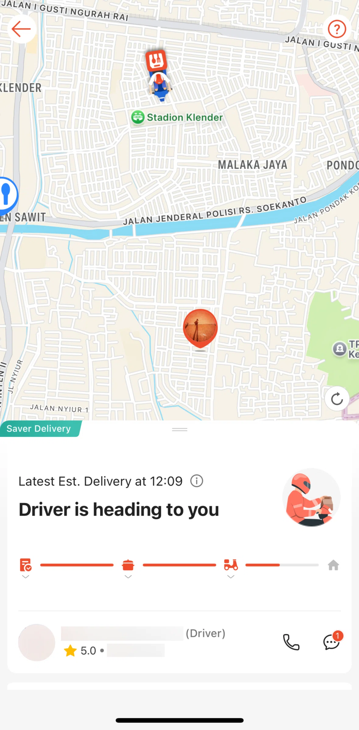 Shopee Screen screen in the Calling a driver flow