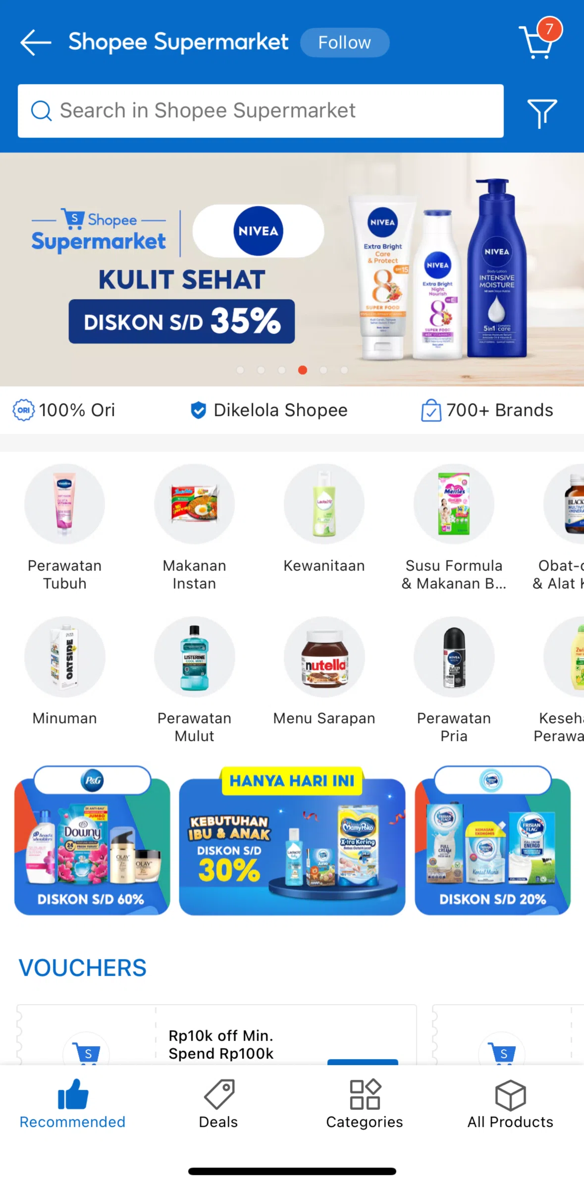 Shopee Screen screen in the Category detail (Shopee Supermarket) flow
