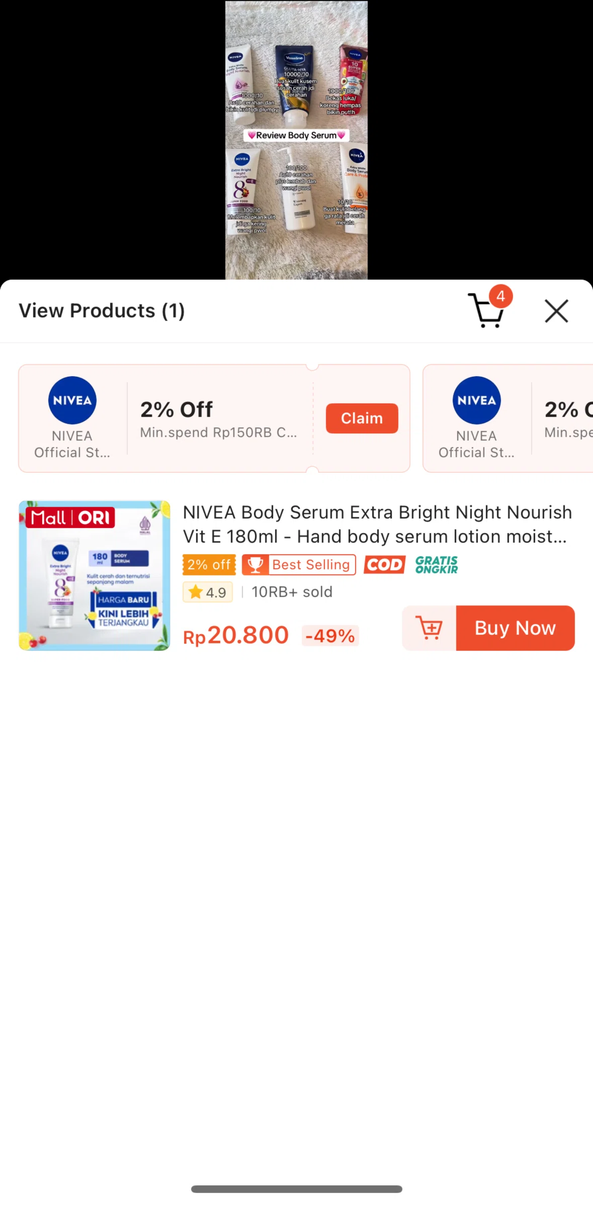 Shopee Screen screen in the Claiming a voucher flow