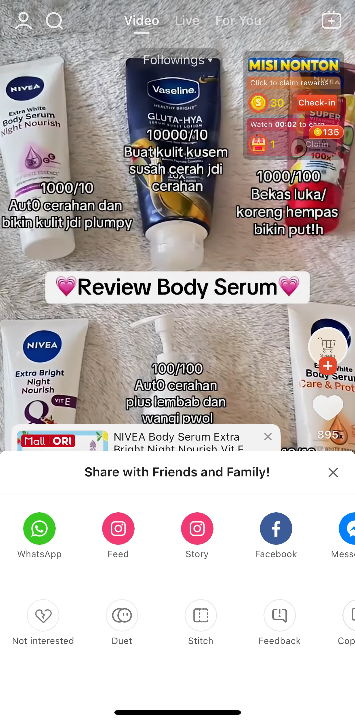 Shopee Screen screen in the Create a stitch video flow