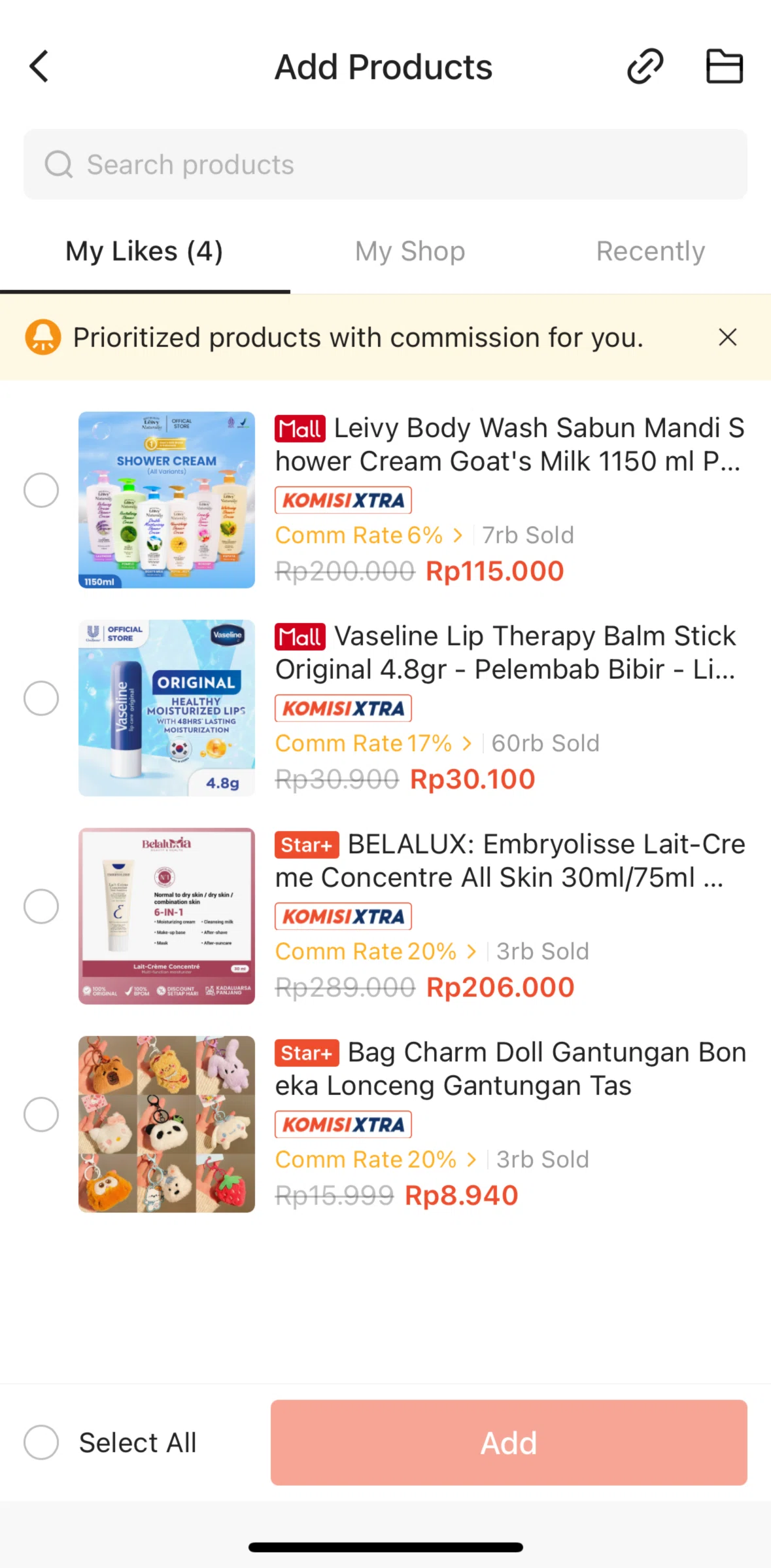 Shopee Screen screen in the Creating a product set flow