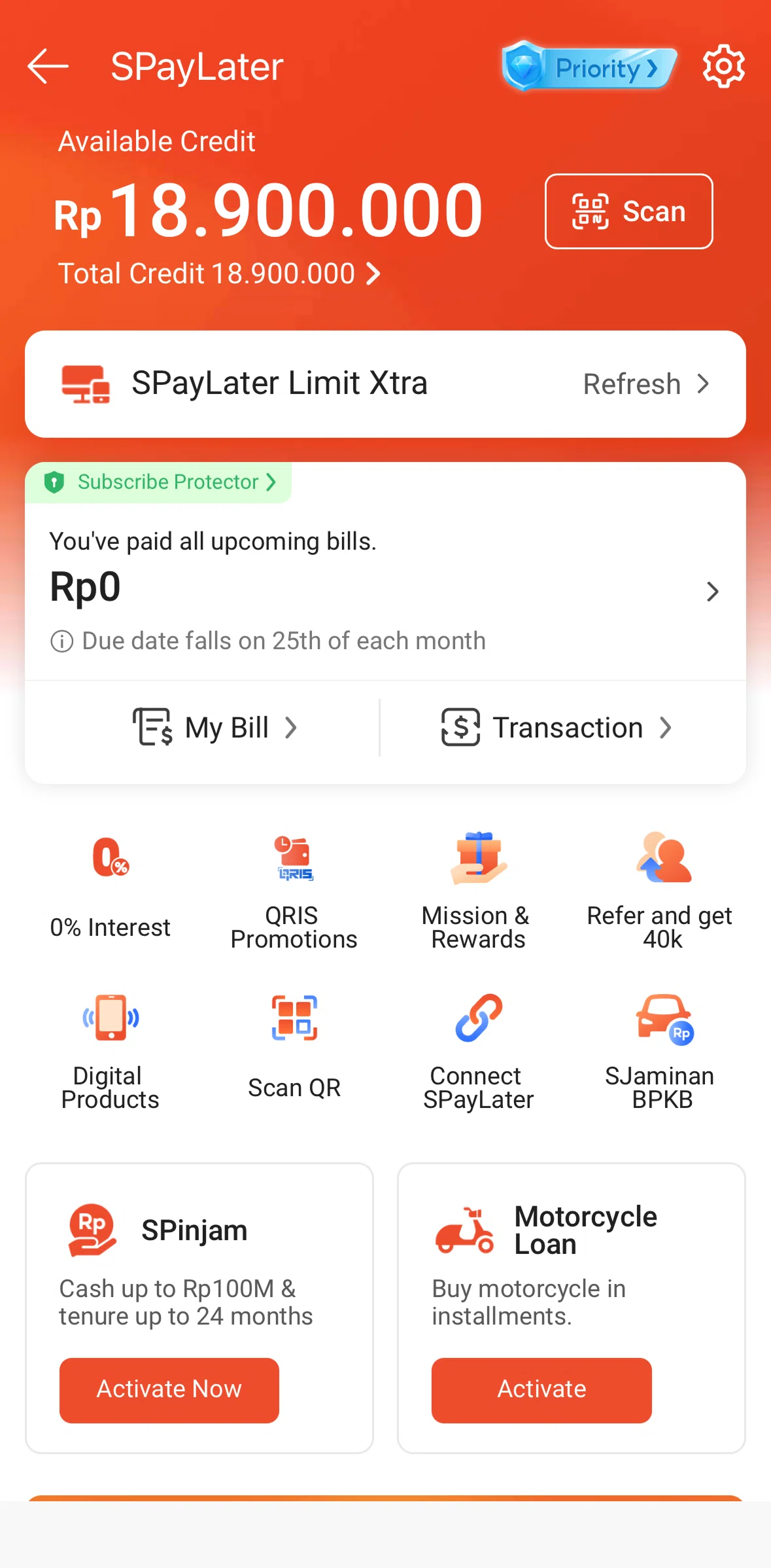 Shopee Screen screen in the Credit detail flow