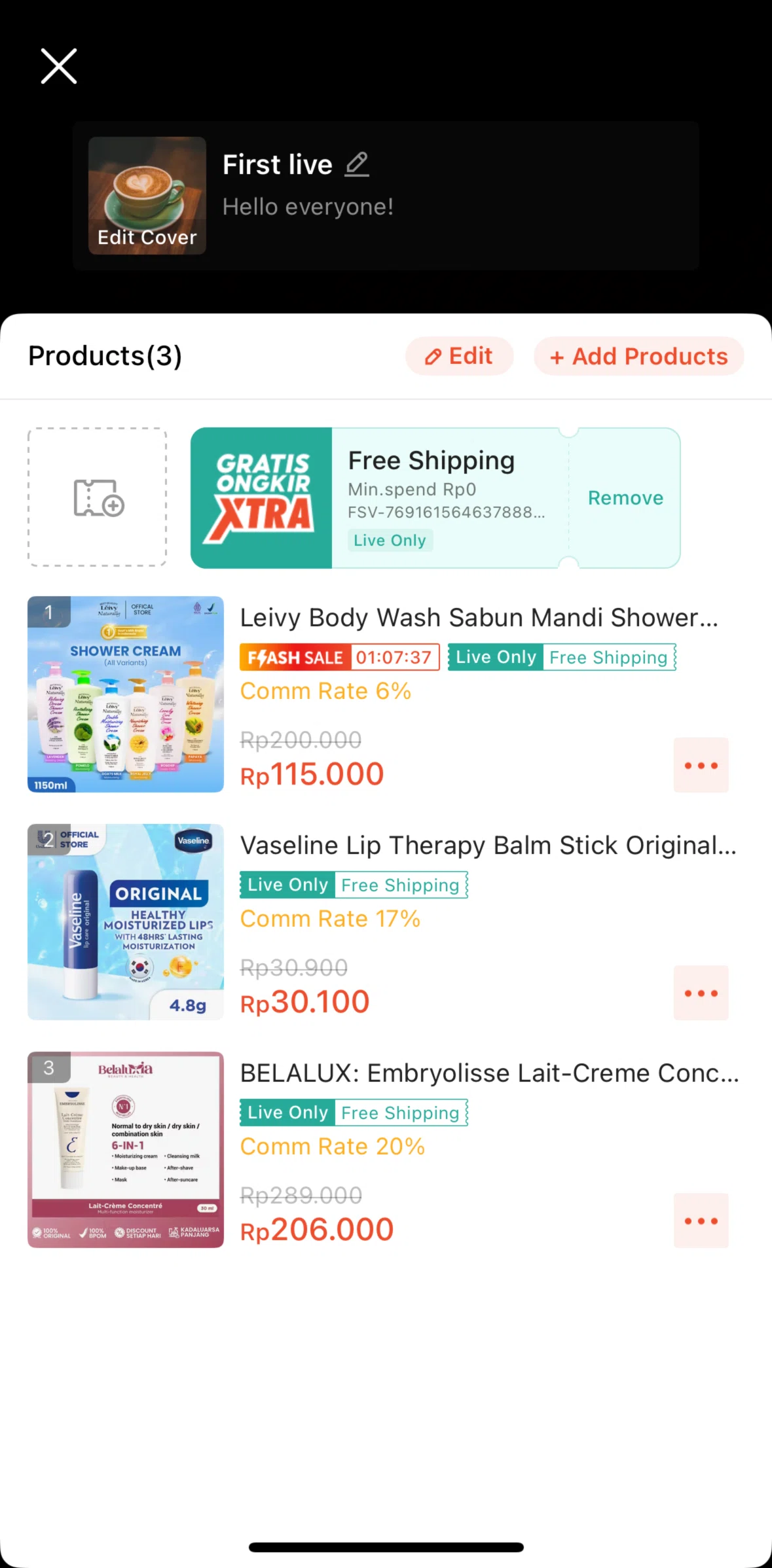 Shopee Screen screen in the Deleting a product flow