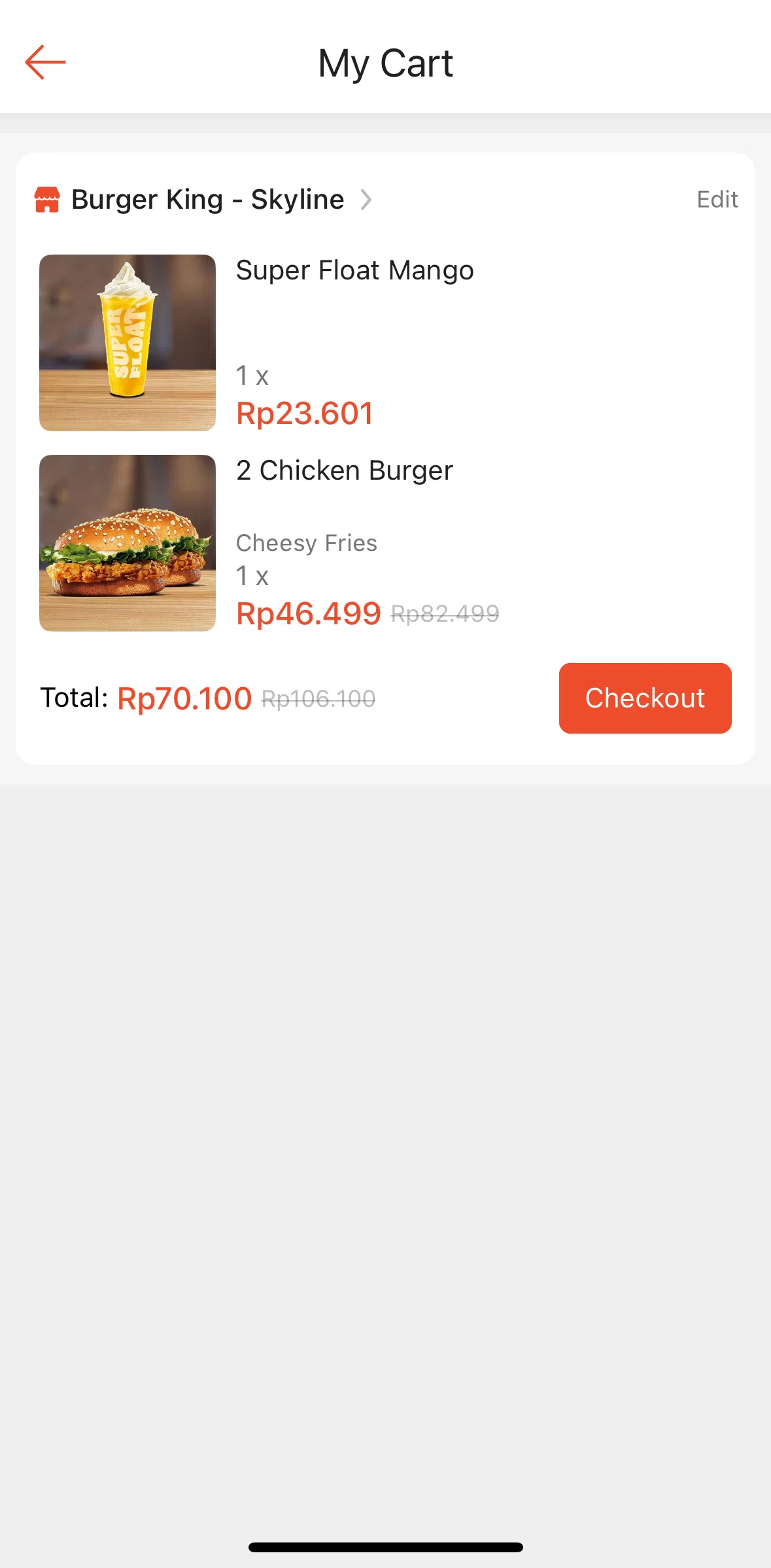 Shopee Screen screen in the Deleting an item flow