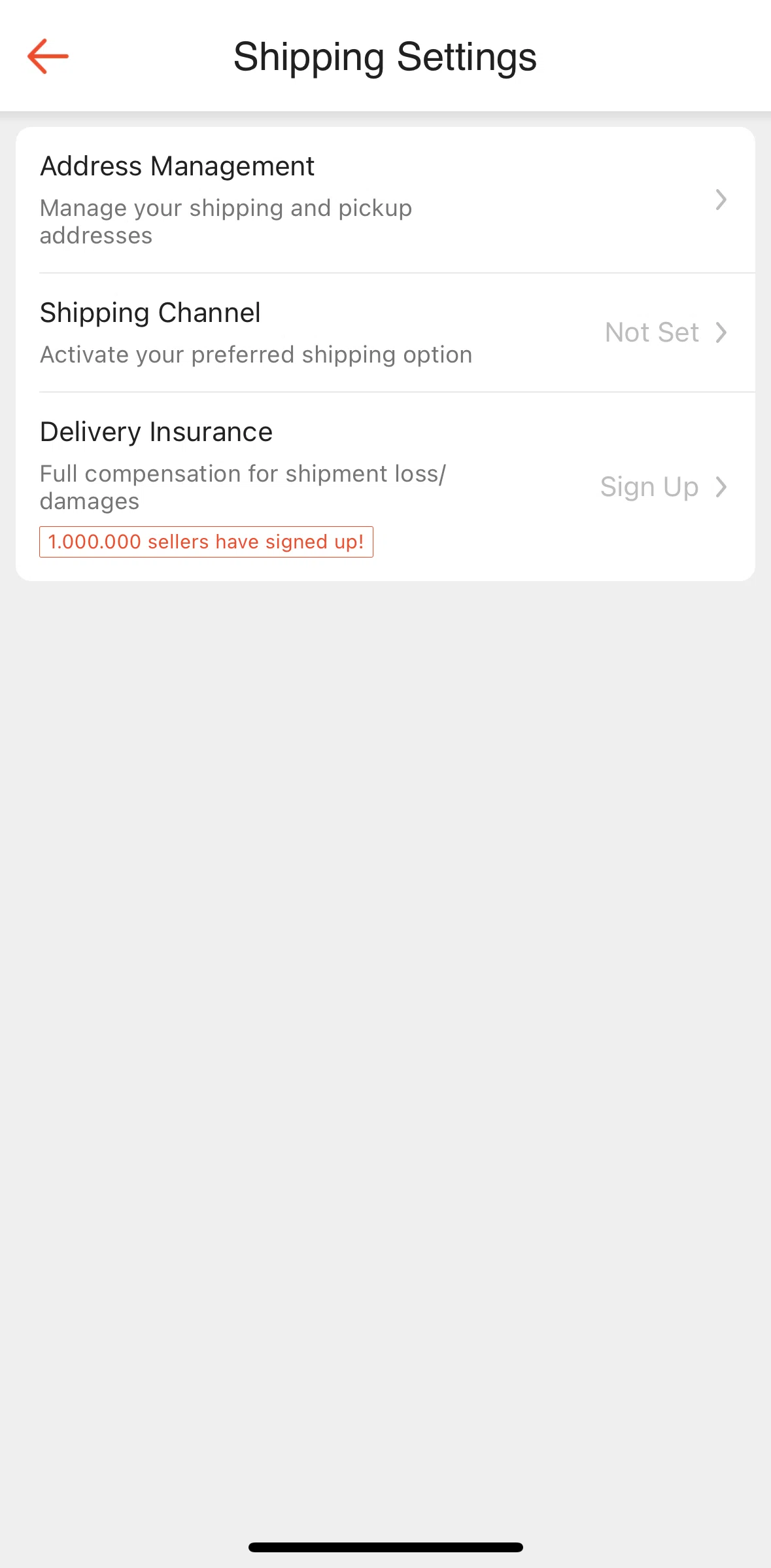 Shopee Screen screen in the Delivery insurance flow