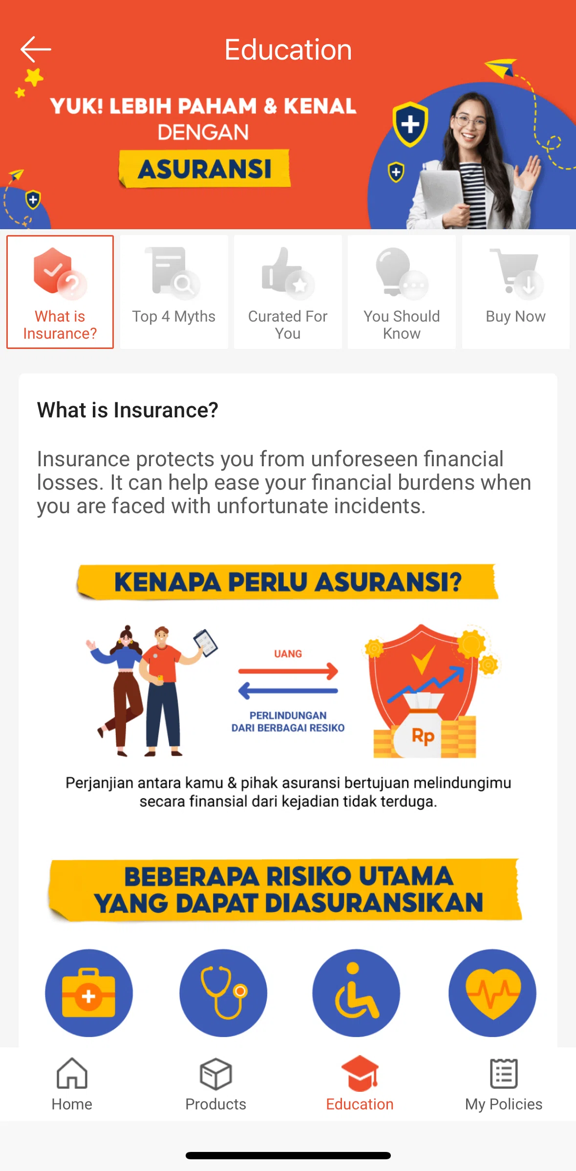 Shopee Screen screen in the Education (insurance) flow