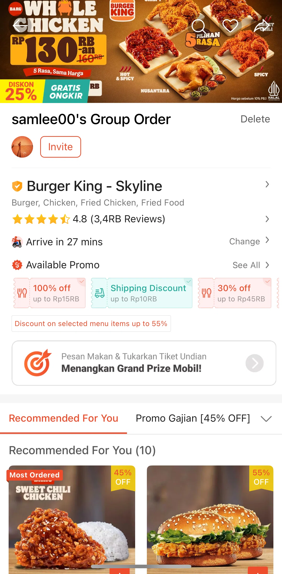 Shopee Screen screen in the Joining a group order flow