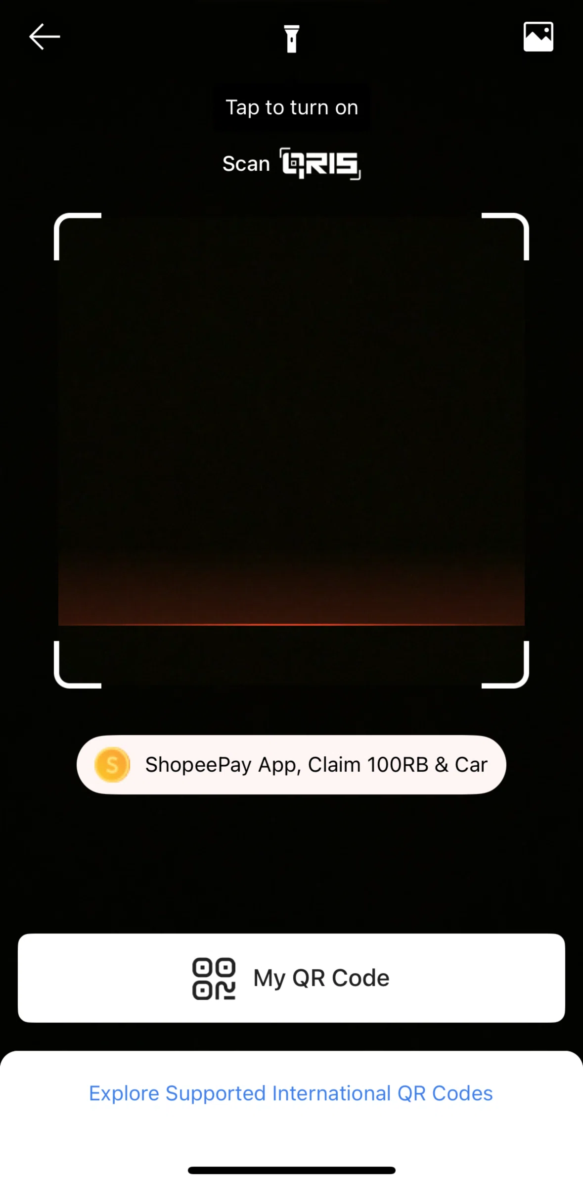 Shopee Screen screen in the My QR code flow
