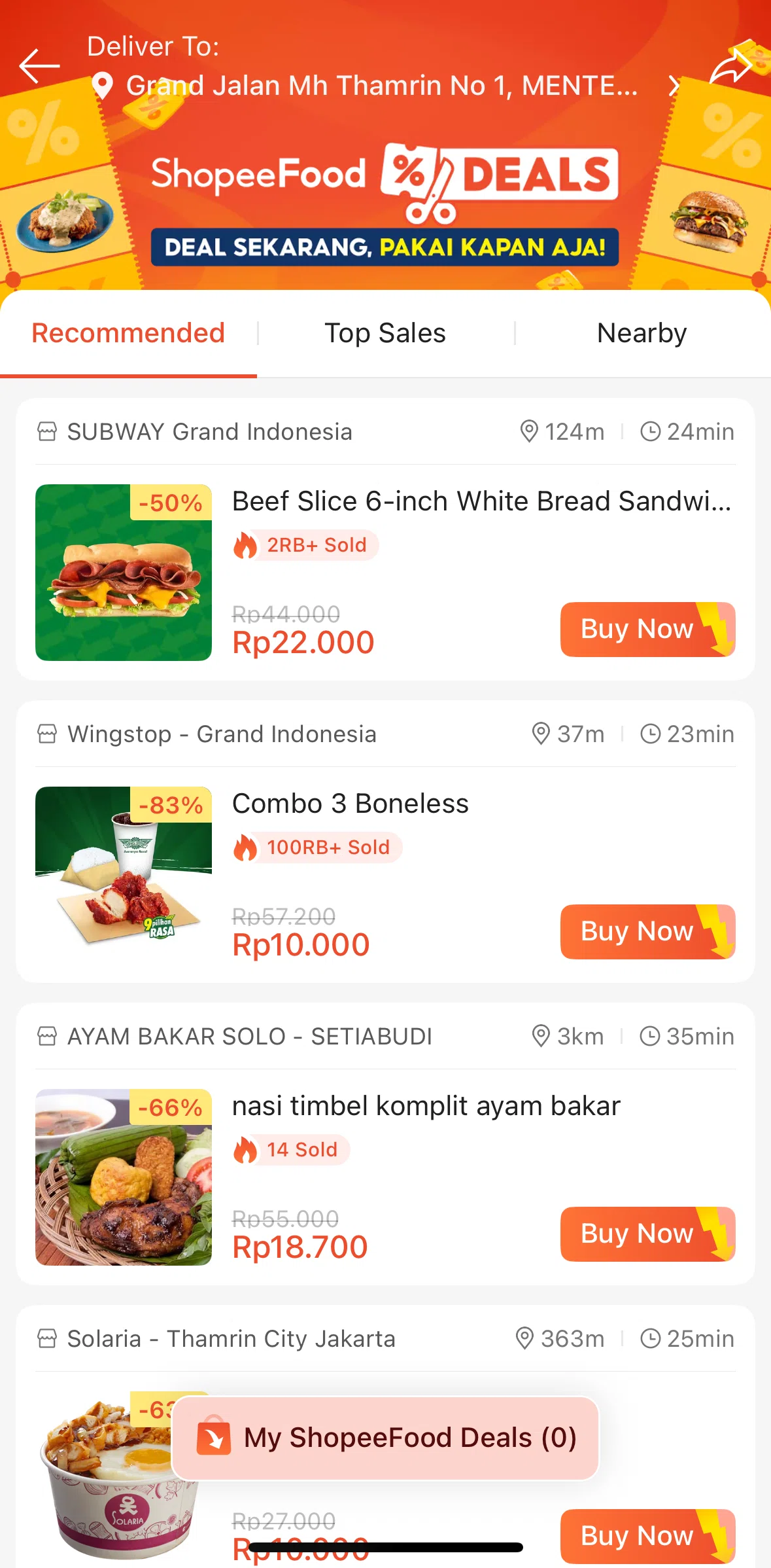 Shopee Screen screen in the My ShopeeFood Deals flow