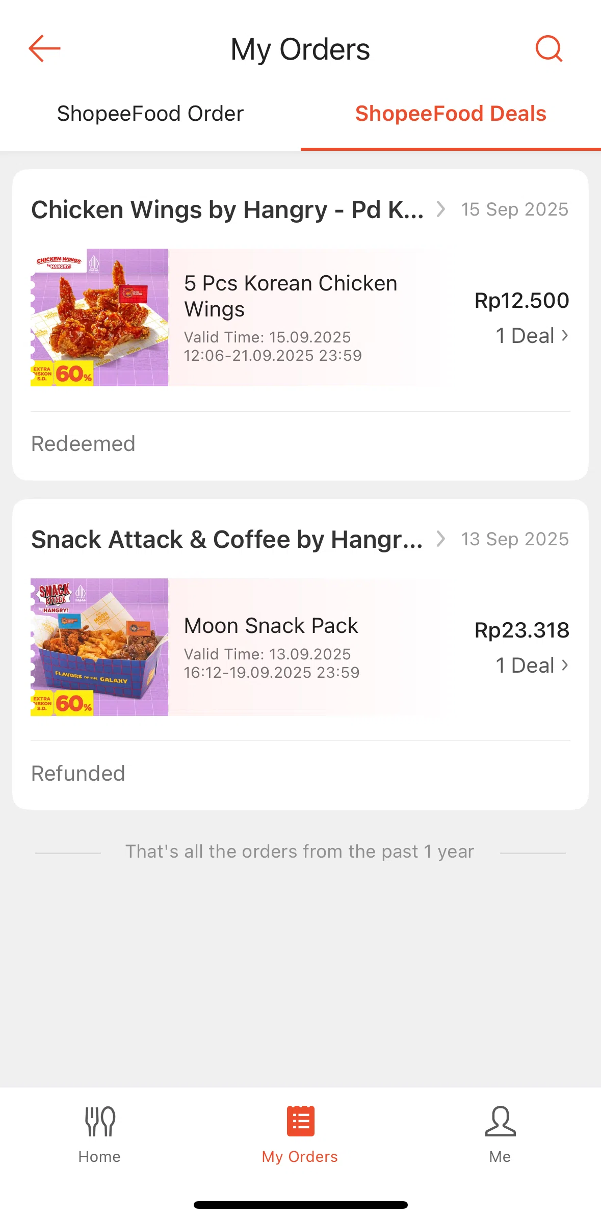 Shopee Screen screen in the Order detail (ShopeeFood Deals) flow