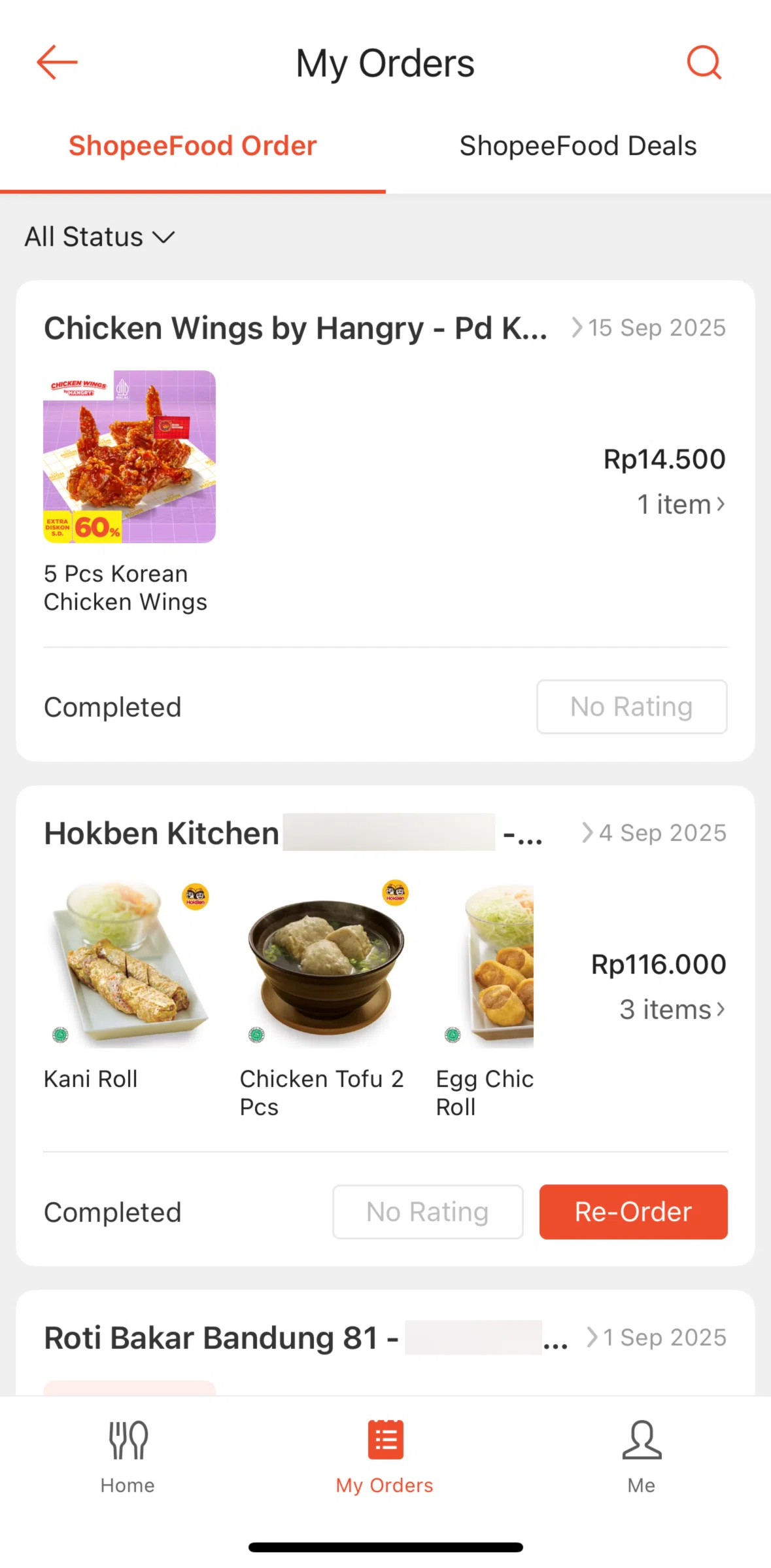 Shopee Screen screen in the Order detail (ShopeeFood Order) flow