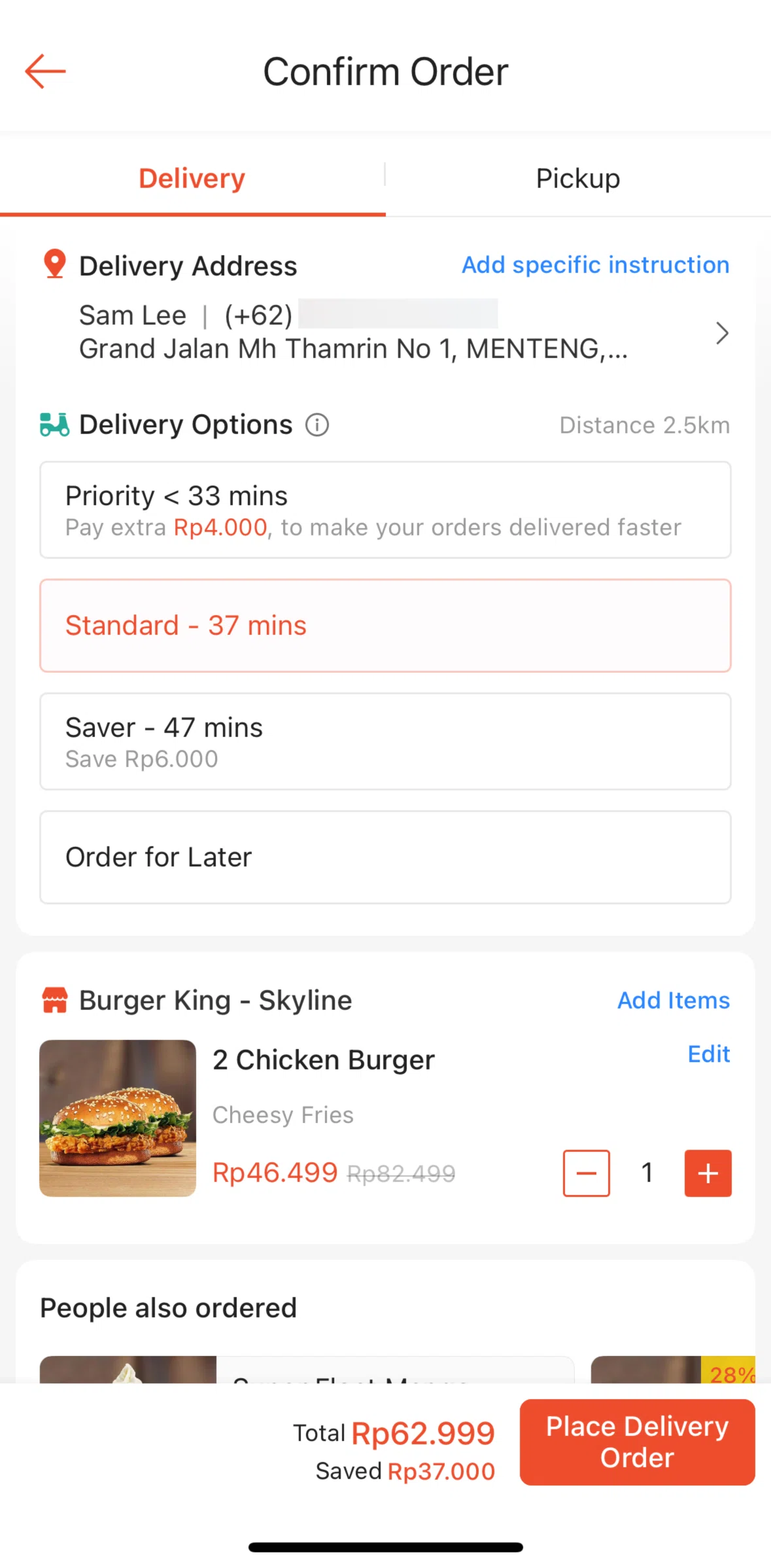 Shopee Screen screen in the Placing an order (delivery) flow