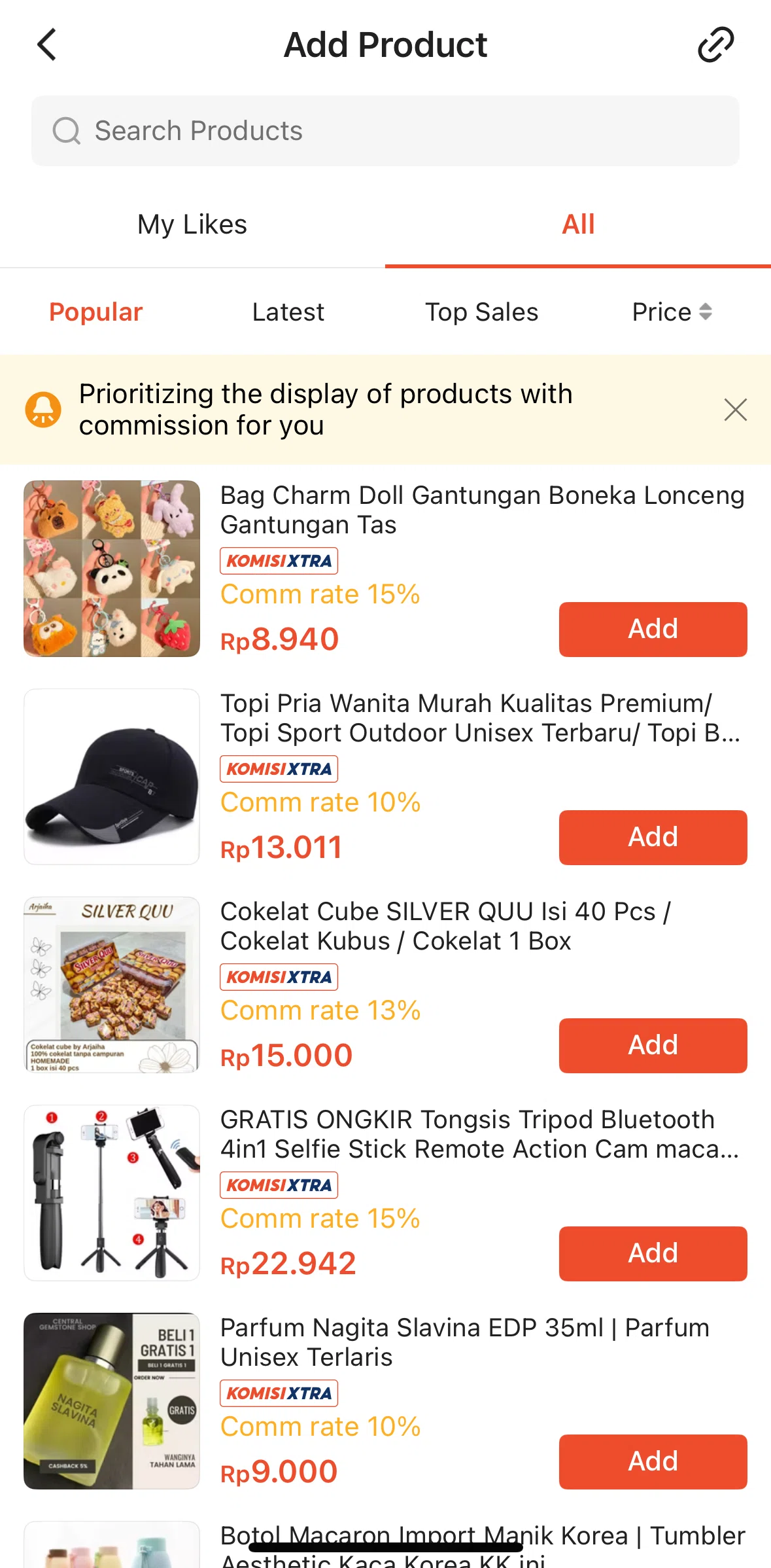 Shopee Screen screen in the Product detail (video) flow